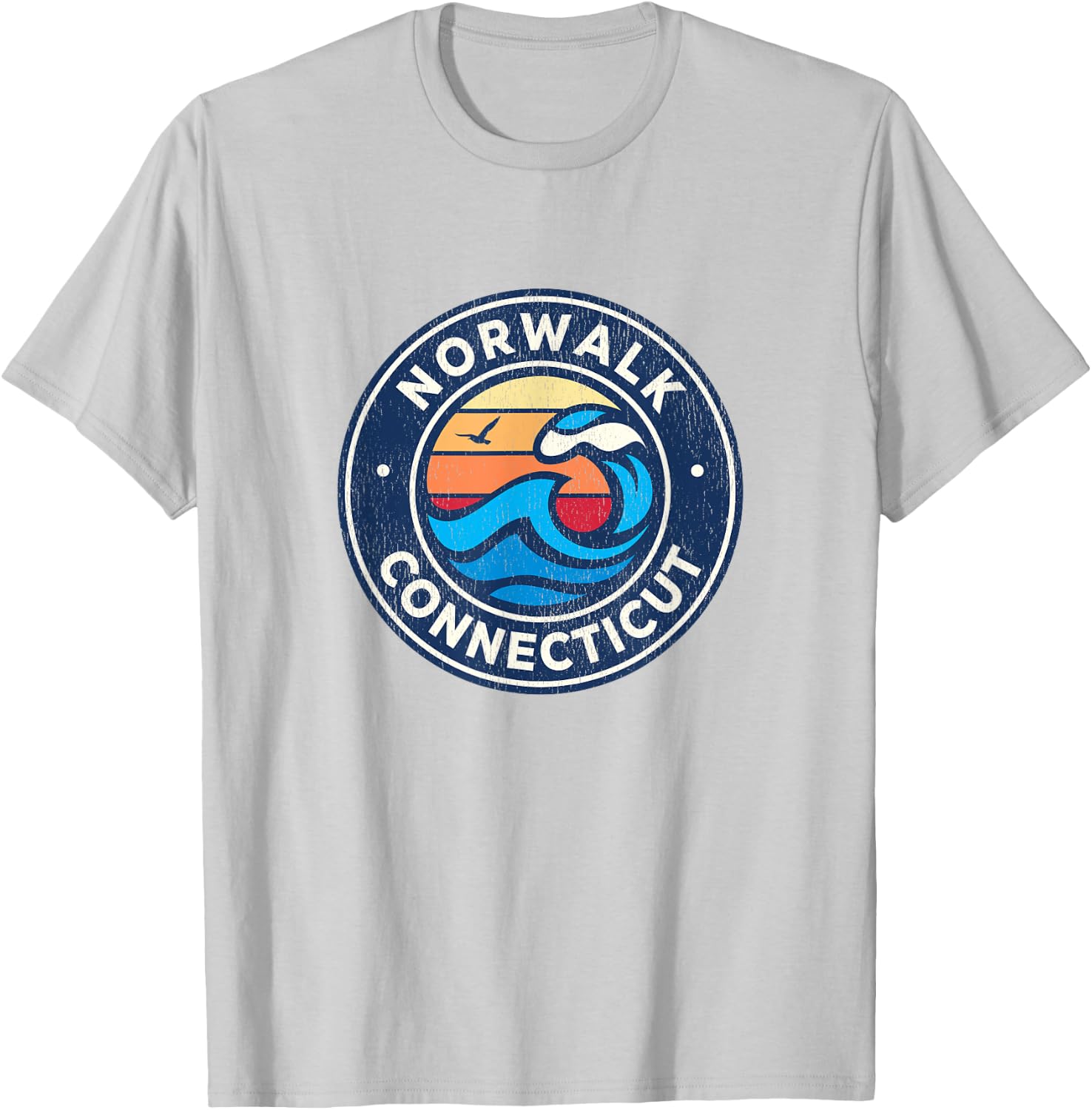 Norwalk Connecticut CT Vintage Nautical Waves Design T-Shirt - T-Shirt | Ash