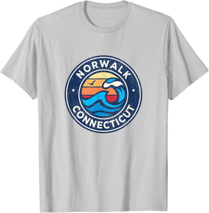 Norwalk Connecticut CT Vintage Nautical Waves Design T-Shirt - T-Shirt | Ash