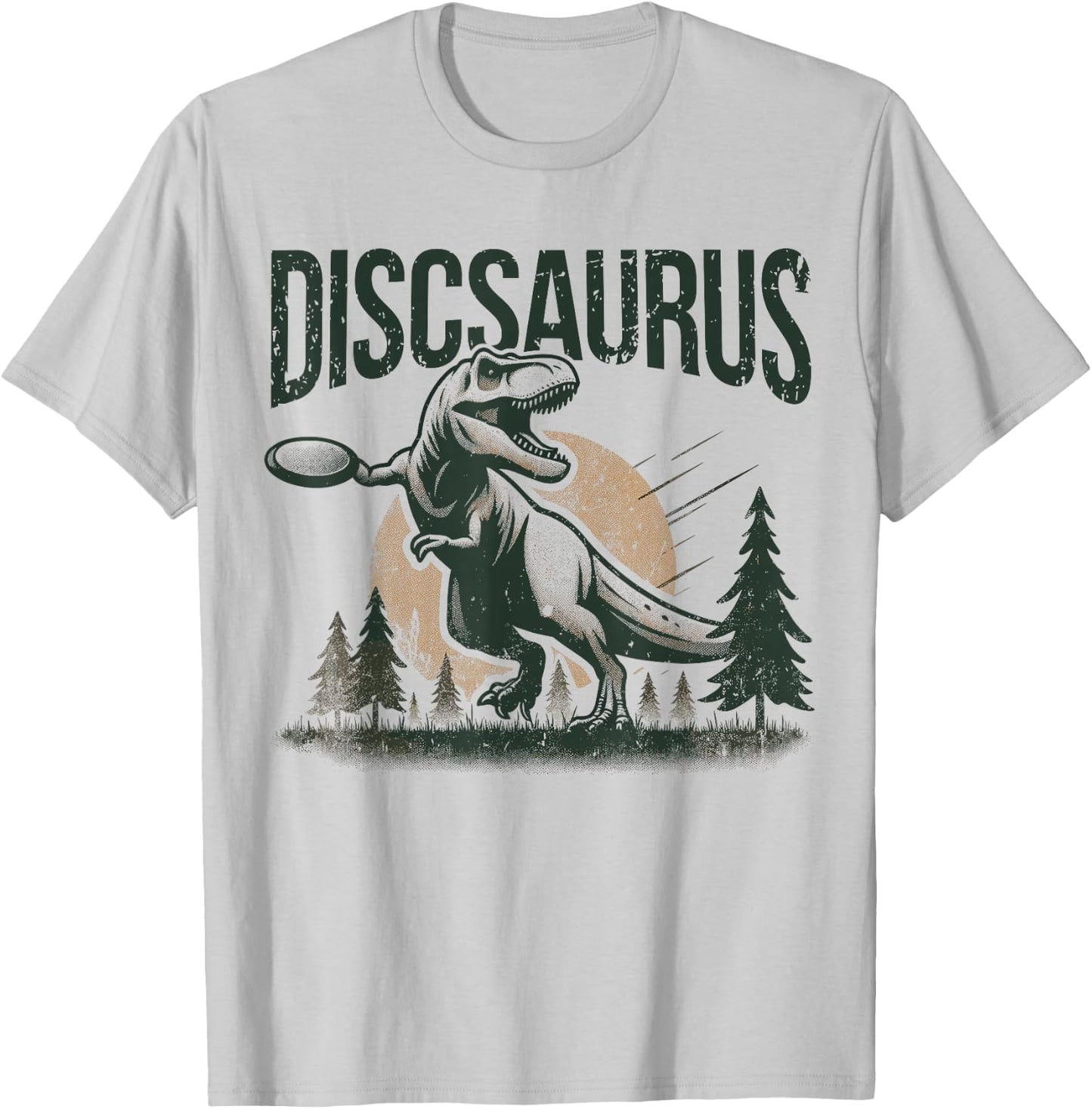 Disc Golfer I Dinosaur T-Rex Discsaurus Disc Golf Player T-Shirt - T-Shirt | Ash