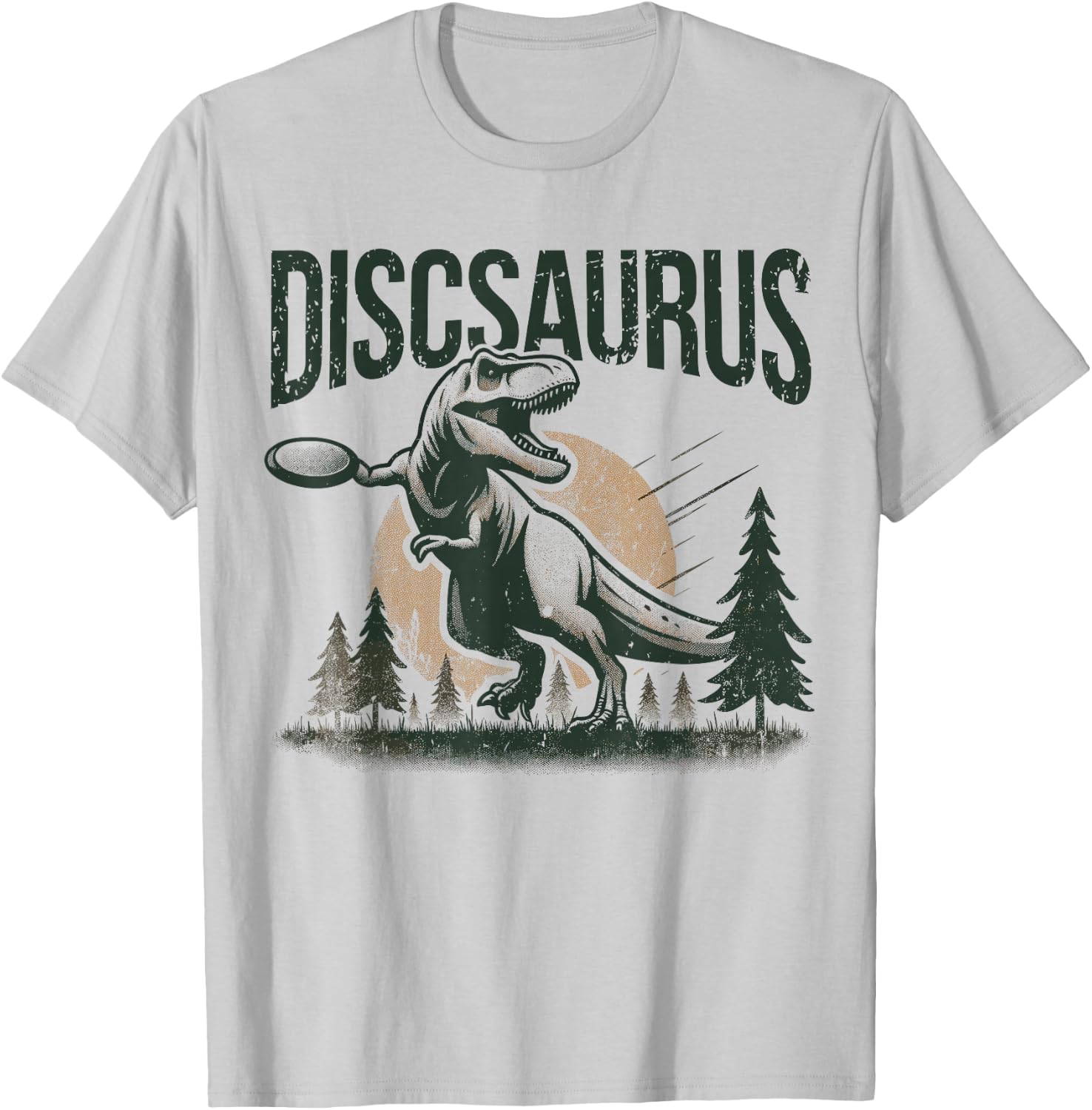 Disc Golfer I Dinosaur T-Rex Discsaurus Disc Golf Player T-Shirt - T-Shirt | Ash