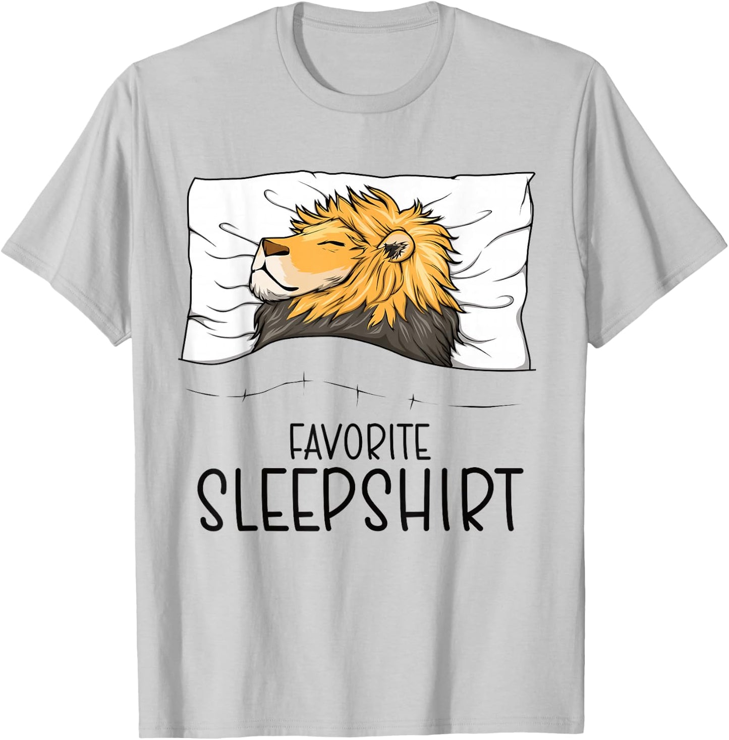 Favorite Sleepshirt Lion, Napping Lion Pajama T-Shirt - T-Shirt | Ash