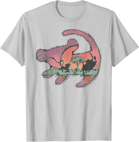 Disney The Lion King Baby Simba Painting Silhouette T-Shirt - T-Shirt | Ash