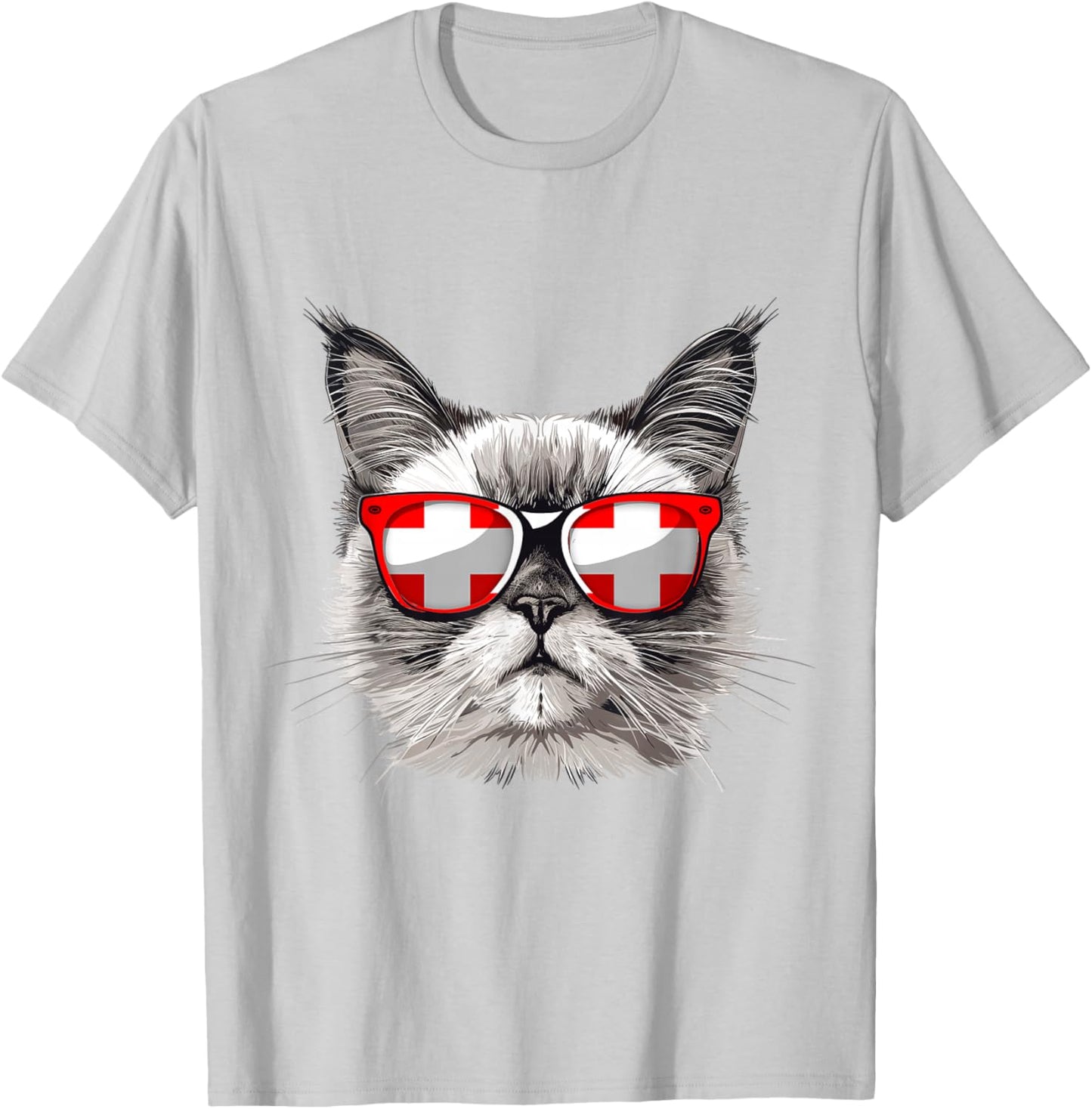 Switzerland Flag Cat Mom Souvenirs Products Kitten Swiss T-Shirt - T-Shirt | Ash