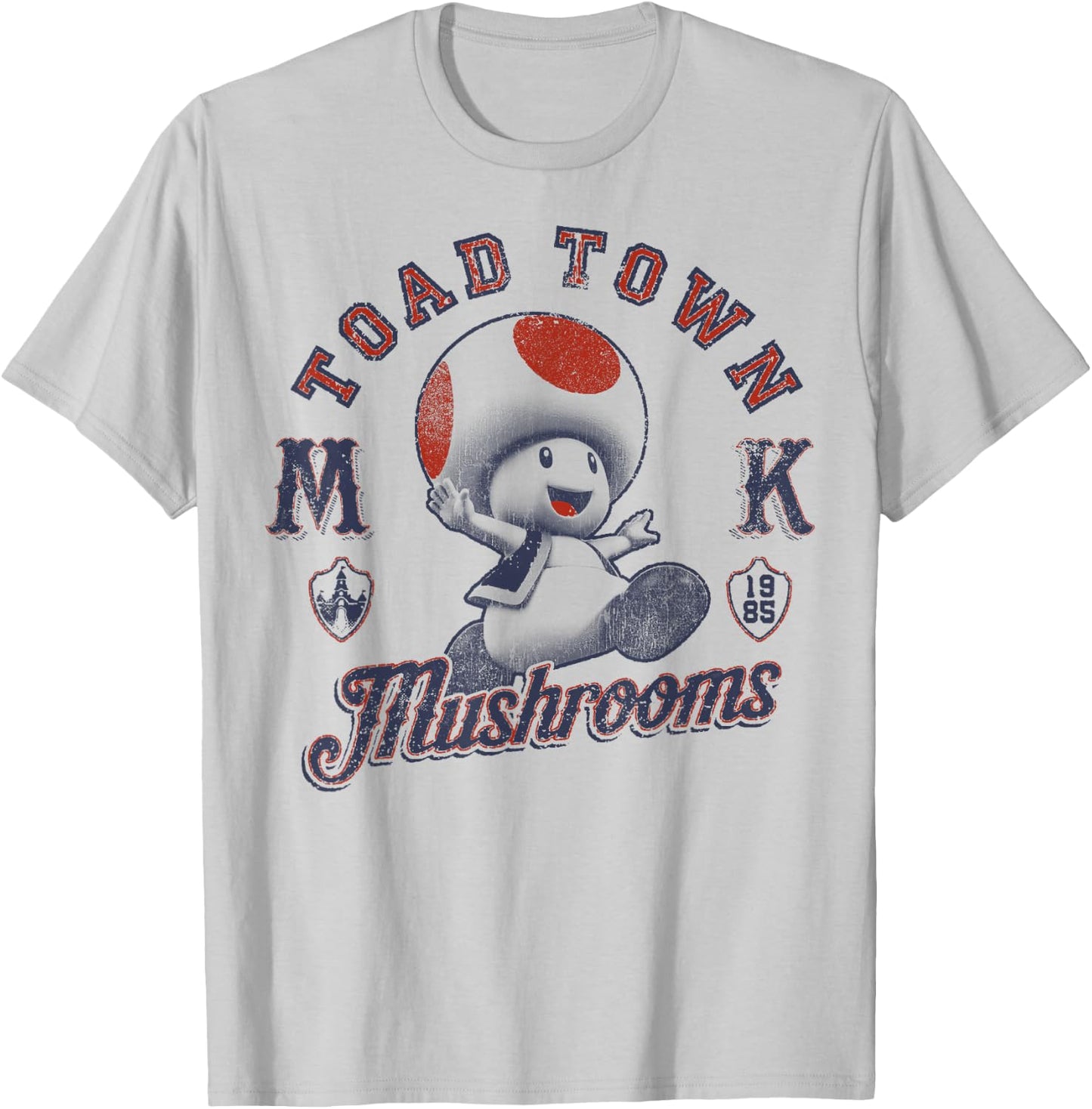 Super Mario Toad Town Mushrooms T-Shirt - T-Shirt | Ash