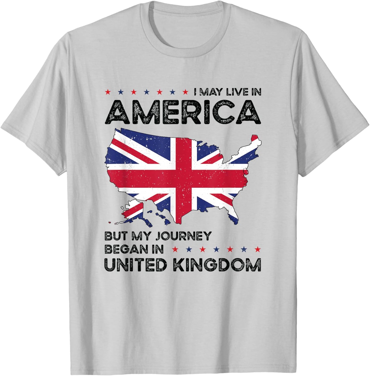 British American Patriot USA Grown United Kingdom UK US Flag T-Shirt - T-Shirt | Ash