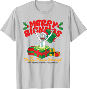 Rick and Morty Christmas Merry Rickmas Presents T-Shirt - T-Shirt | Ash