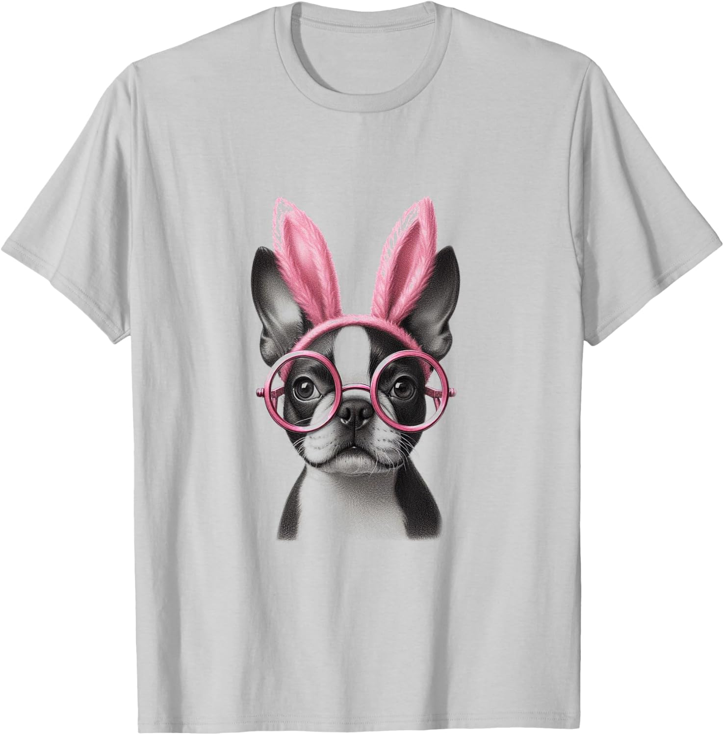 Easter Boston Terrier Rabbit Bunny Ears Women Men Kids T-Shirt - T-Shirt | Ash