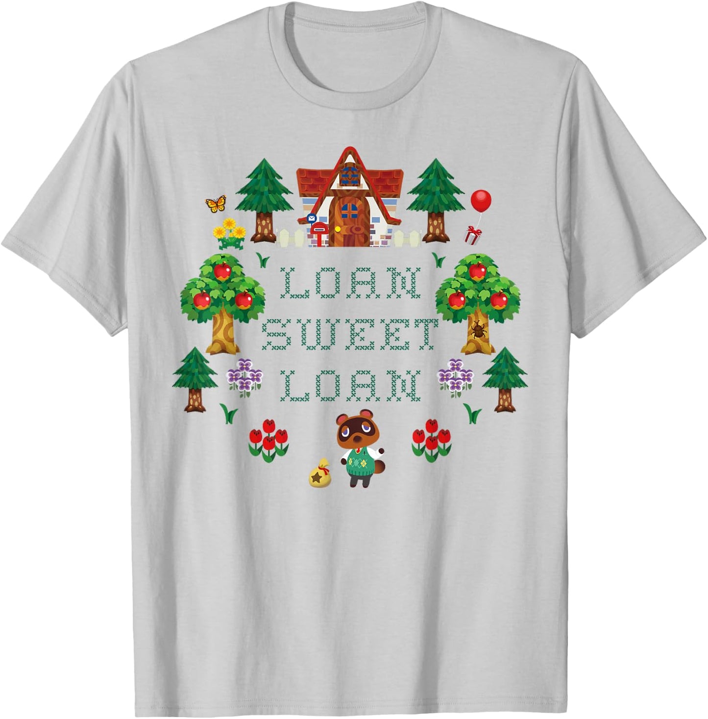 Animal Crossing Loan Sweet Loan Traditional Stitch Logo T-Shirt - T-Shirt | Ash