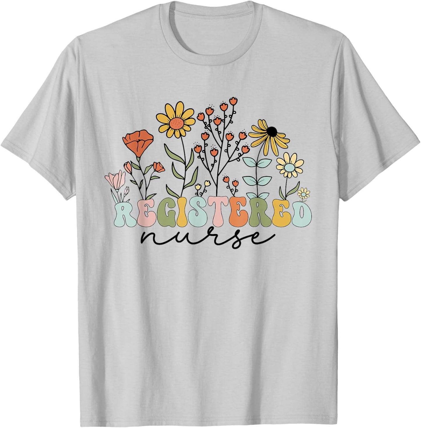RN Vintage floral Registered Nurse Nursin School Women T-Shirt - T-Shirt | Ash