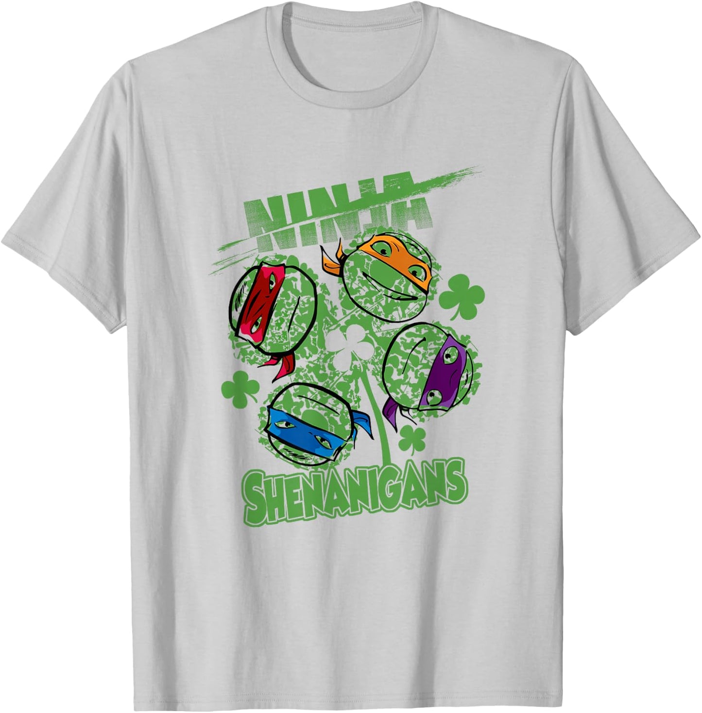 Teenage Mutant Ninja Turtles St. Patrick's Day Clover Faces T-Shirt - T-Shirt | Ash