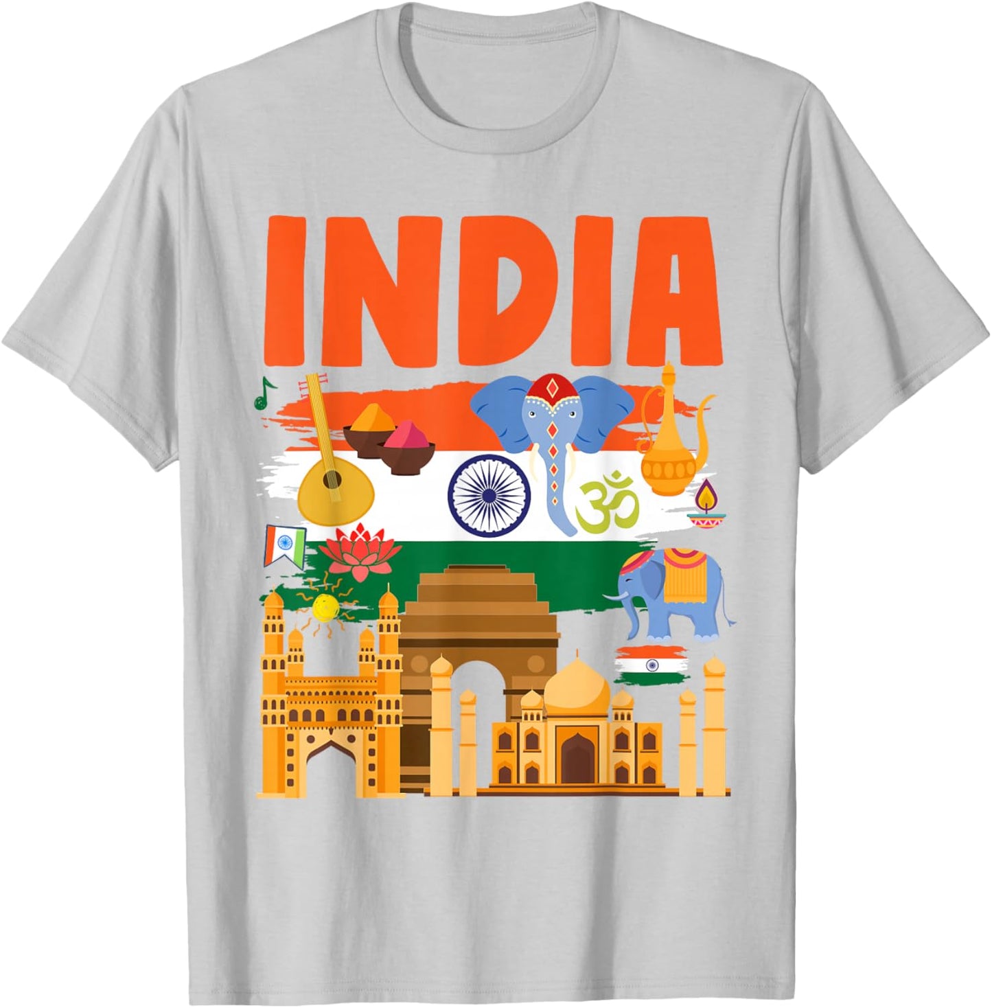 Indian Flag Outfit Idea For Kids With Elephant & India Flag T-Shirt - T-Shirt | Ash