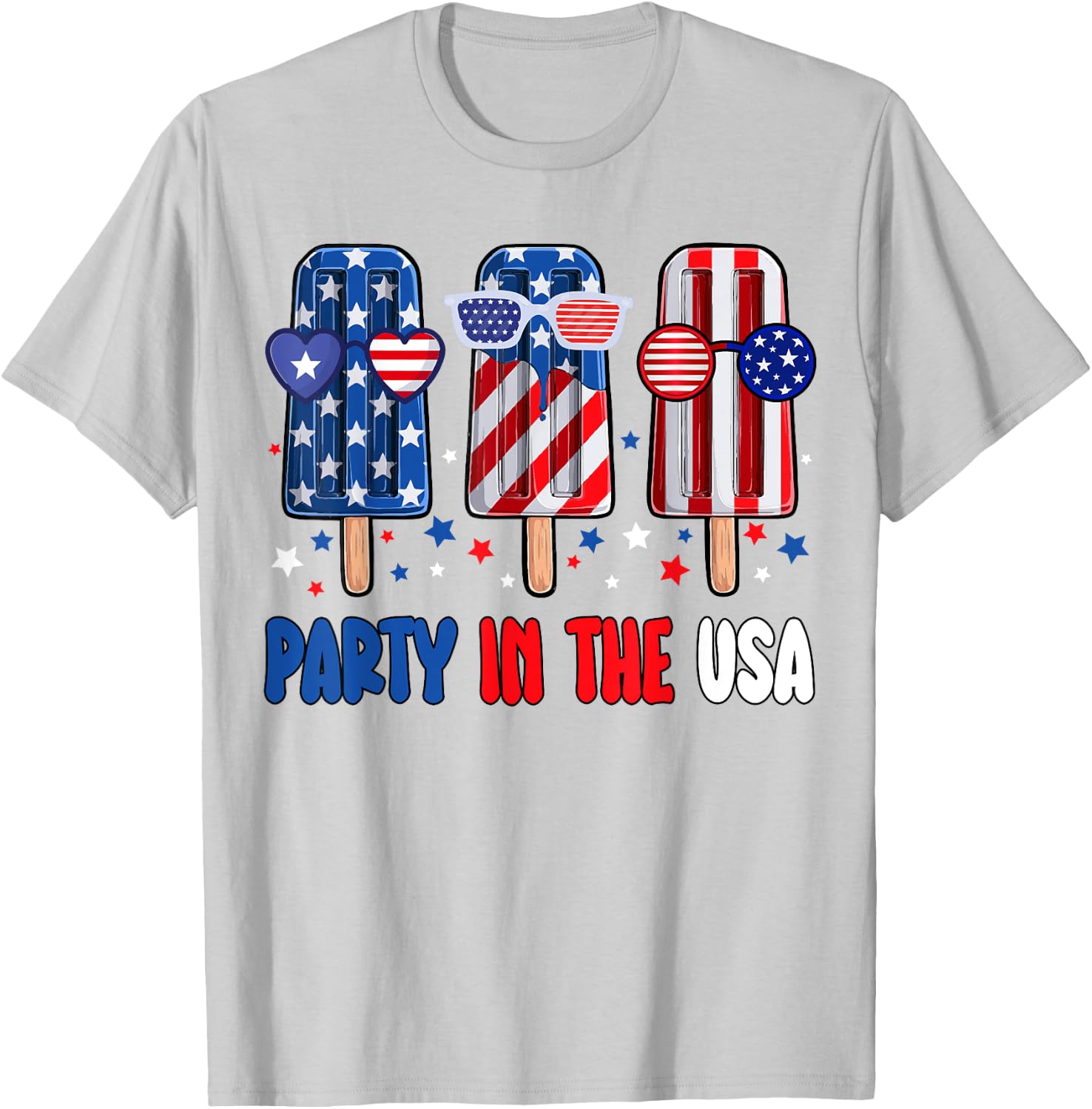 Party In The USA Popsicle American Flag Kids Girls Boys T-Shirt - T-Shirt | Ash