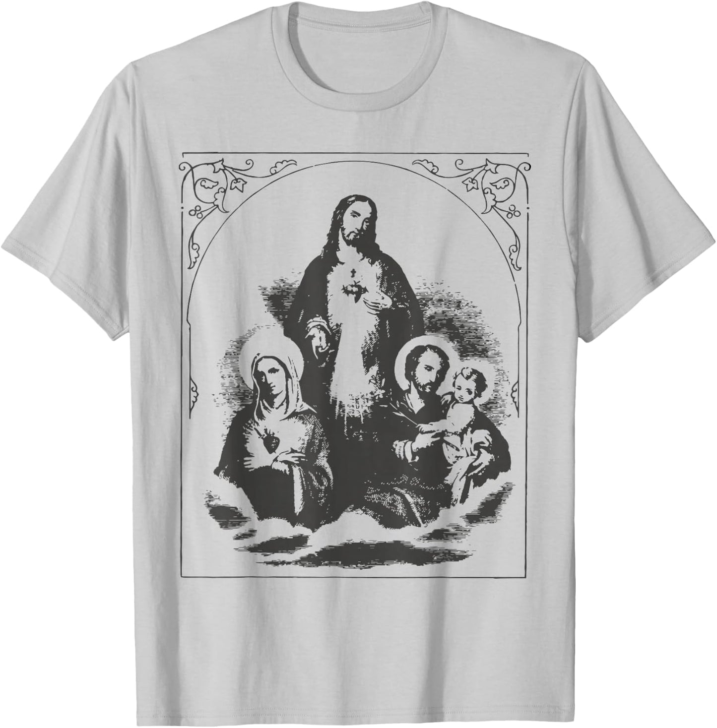 Holy Image Catholic Sagrada Family Familia Joseph Mary Jesus T-Shirt - T-Shirt | Ash
