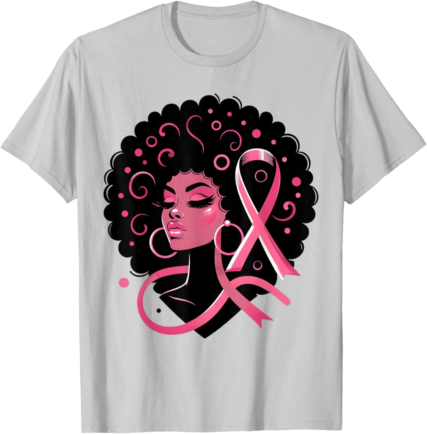 Breast Cancer Black African American Women Support Pink T-Shirt - T-Shirt | Ash