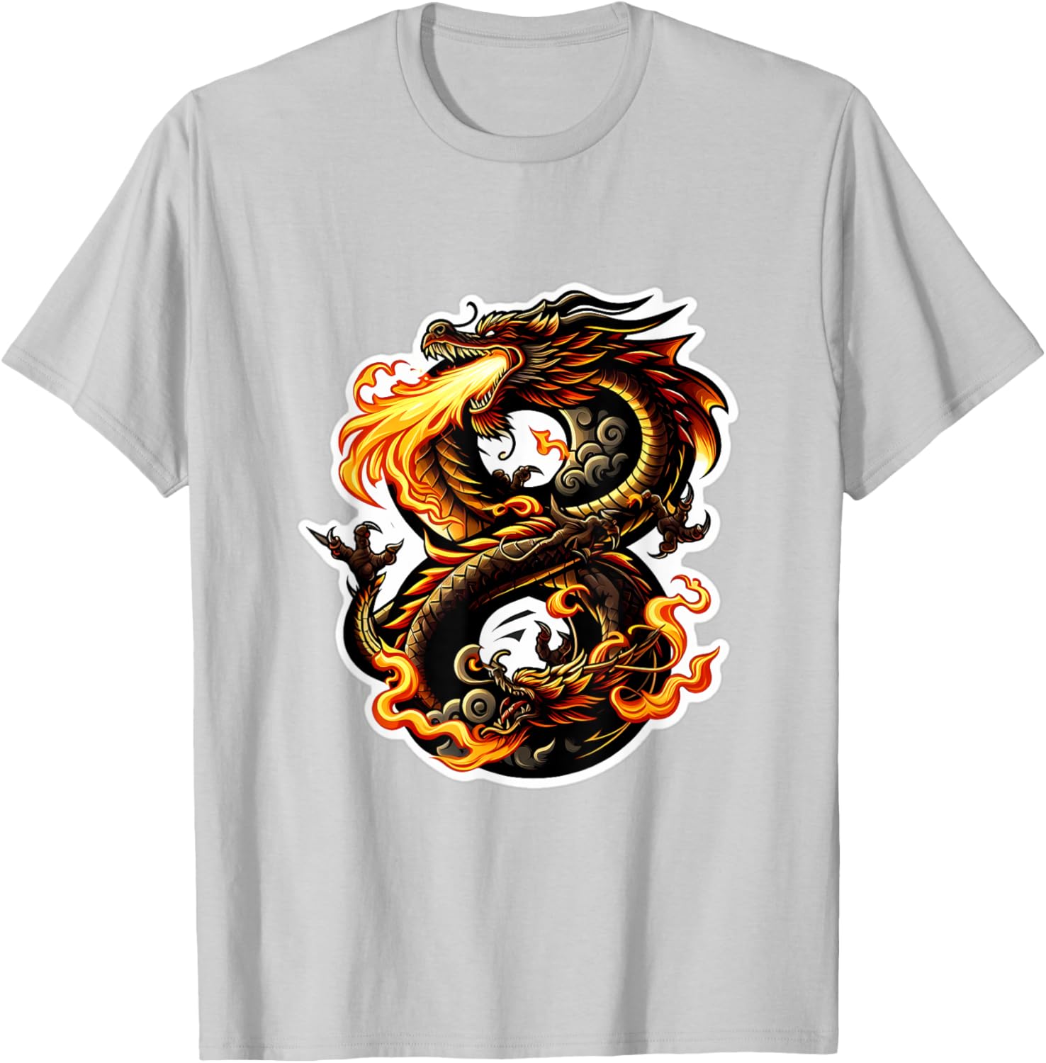Turning 8 Years Old Dragon Birthday Party 8th Bday Boy, Girl T-Shirt - T-Shirt | Ash