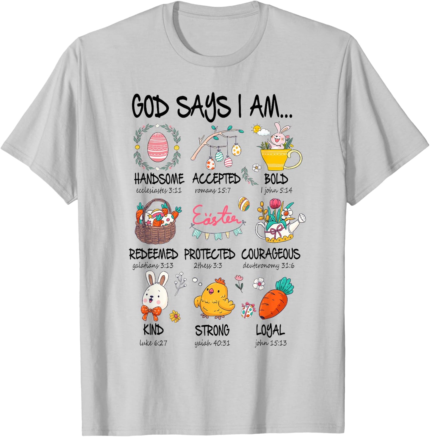 Cute God Says I Am Christian Jesus Happy Easter Day Girl Kid T-Shirt - T-Shirt | Ash