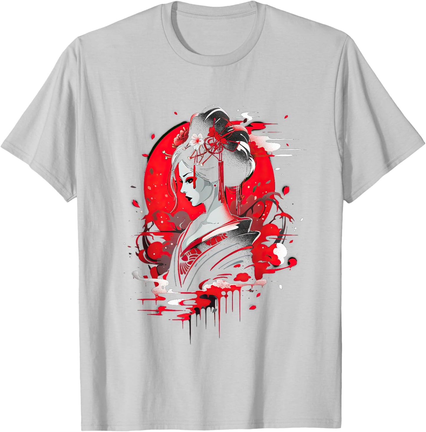 Japanese Geisha Japan Art Traditional T-Shirt - T-Shirt | Ash