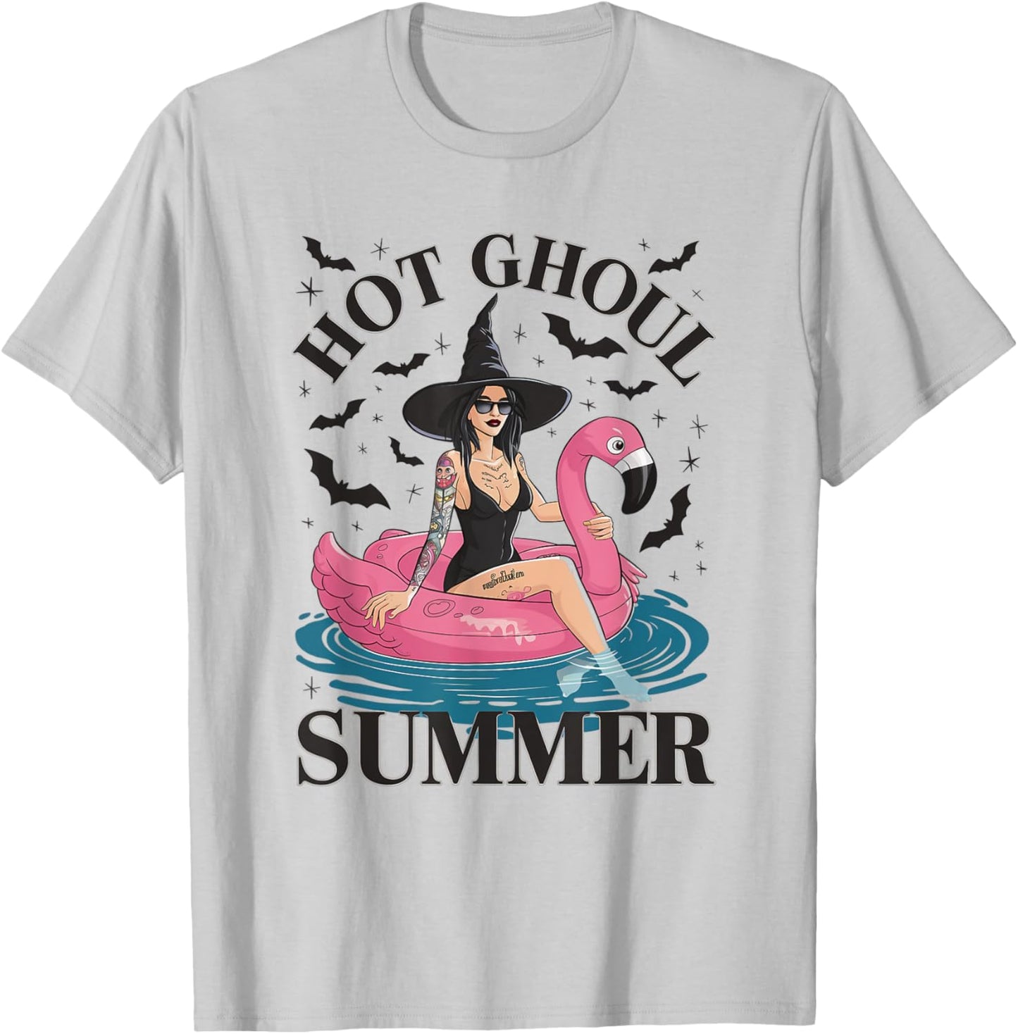 Hot Ghoul Summer Funny Witch Gothic Spooky Retro Halloween T-Shirt - T-Shirt | Ash