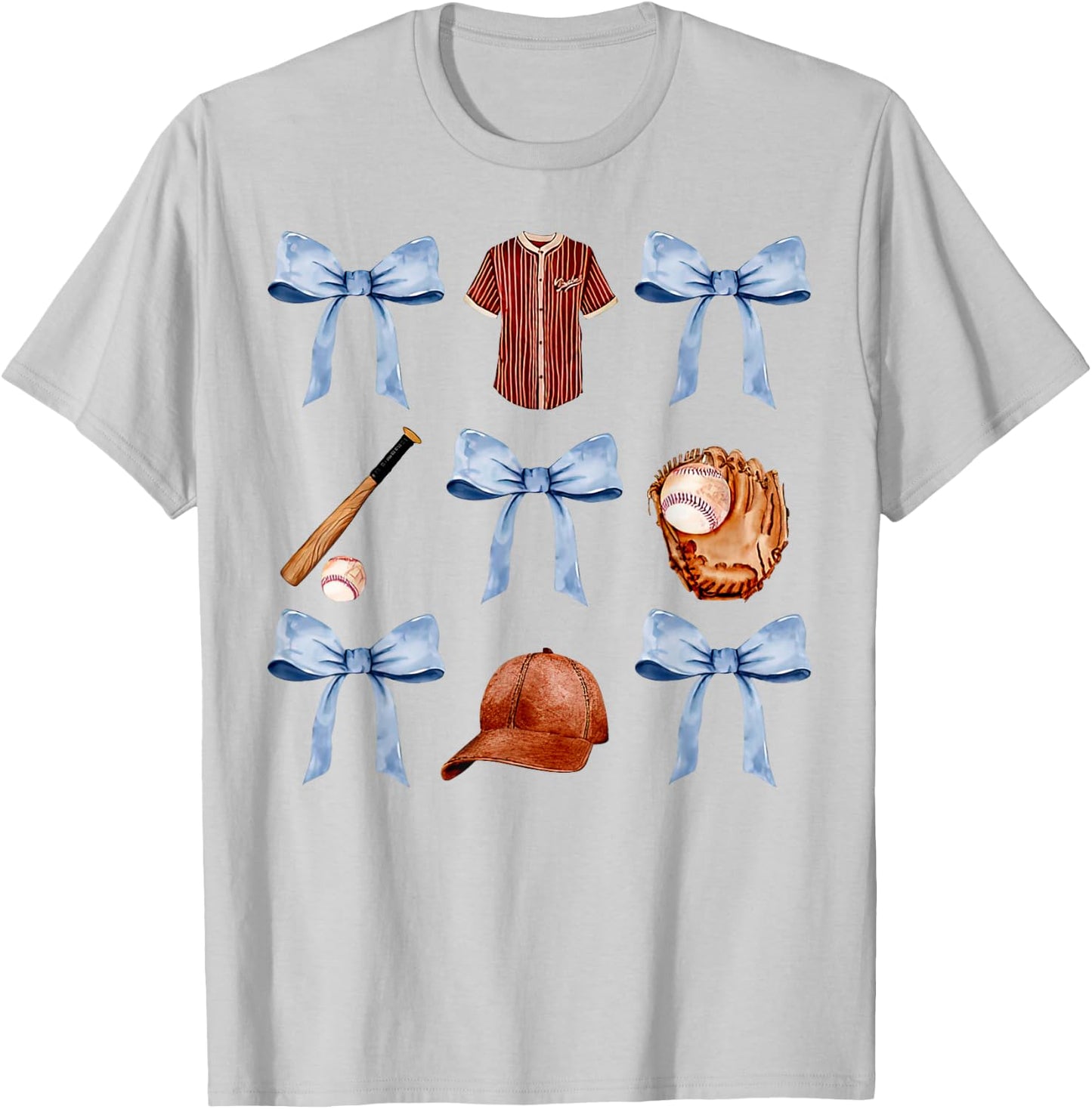 Baseball Coquette Bow Mothers Day Baseball Mama T-Shirt - T-Shirt | Ash