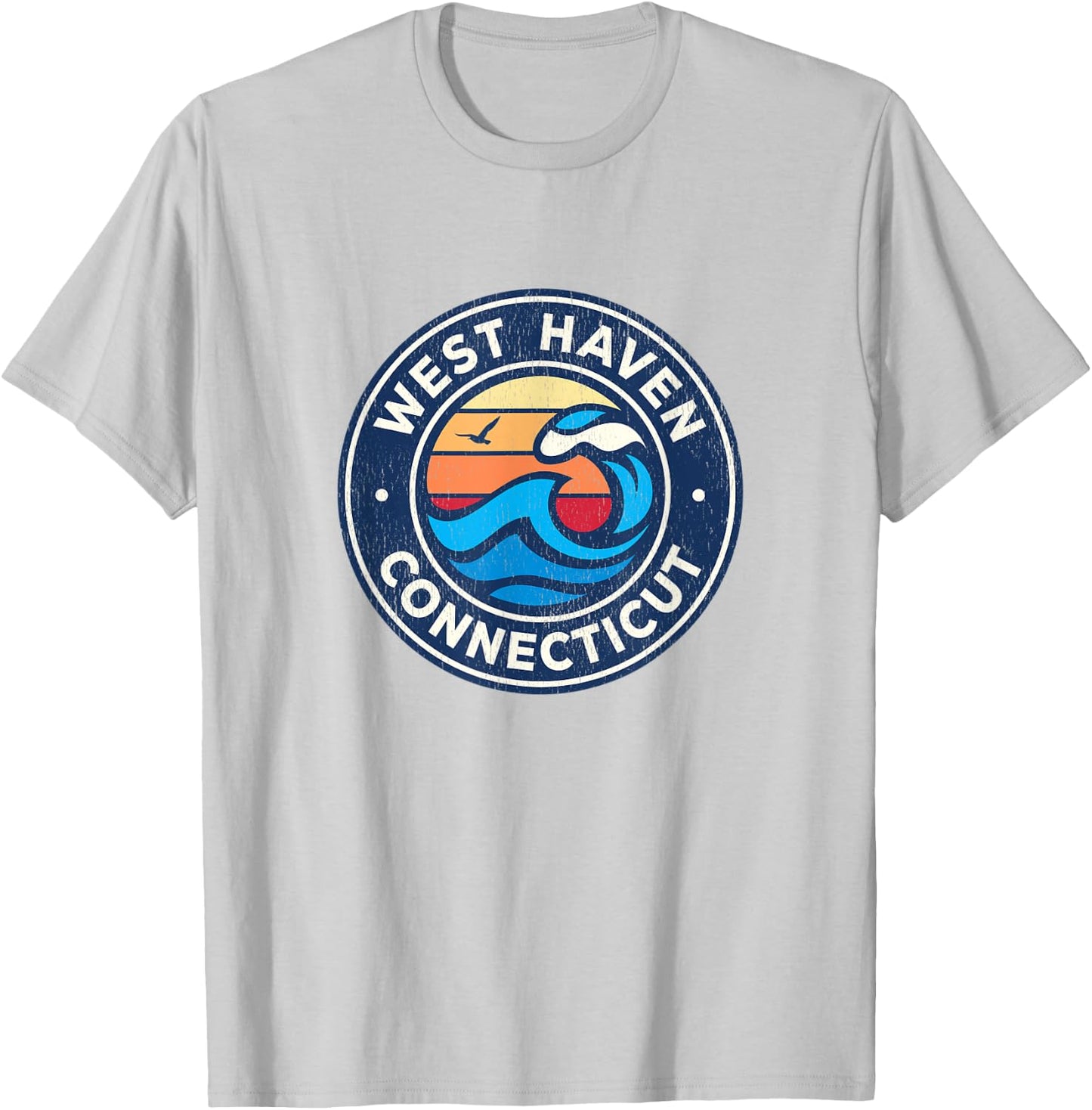 West Haven Connecticut CT Vintage Nautical Waves Design T-Shirt - T-Shirt | Ash
