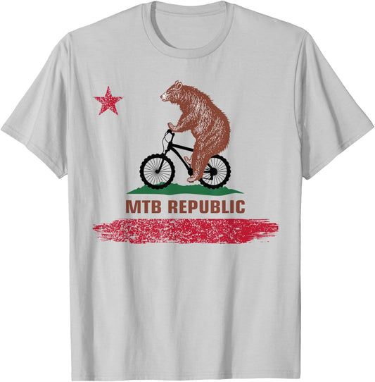 California Flag MTB Republic Mountain Bike - MTB Cyclist T-Shirt - T-Shirt | Ash