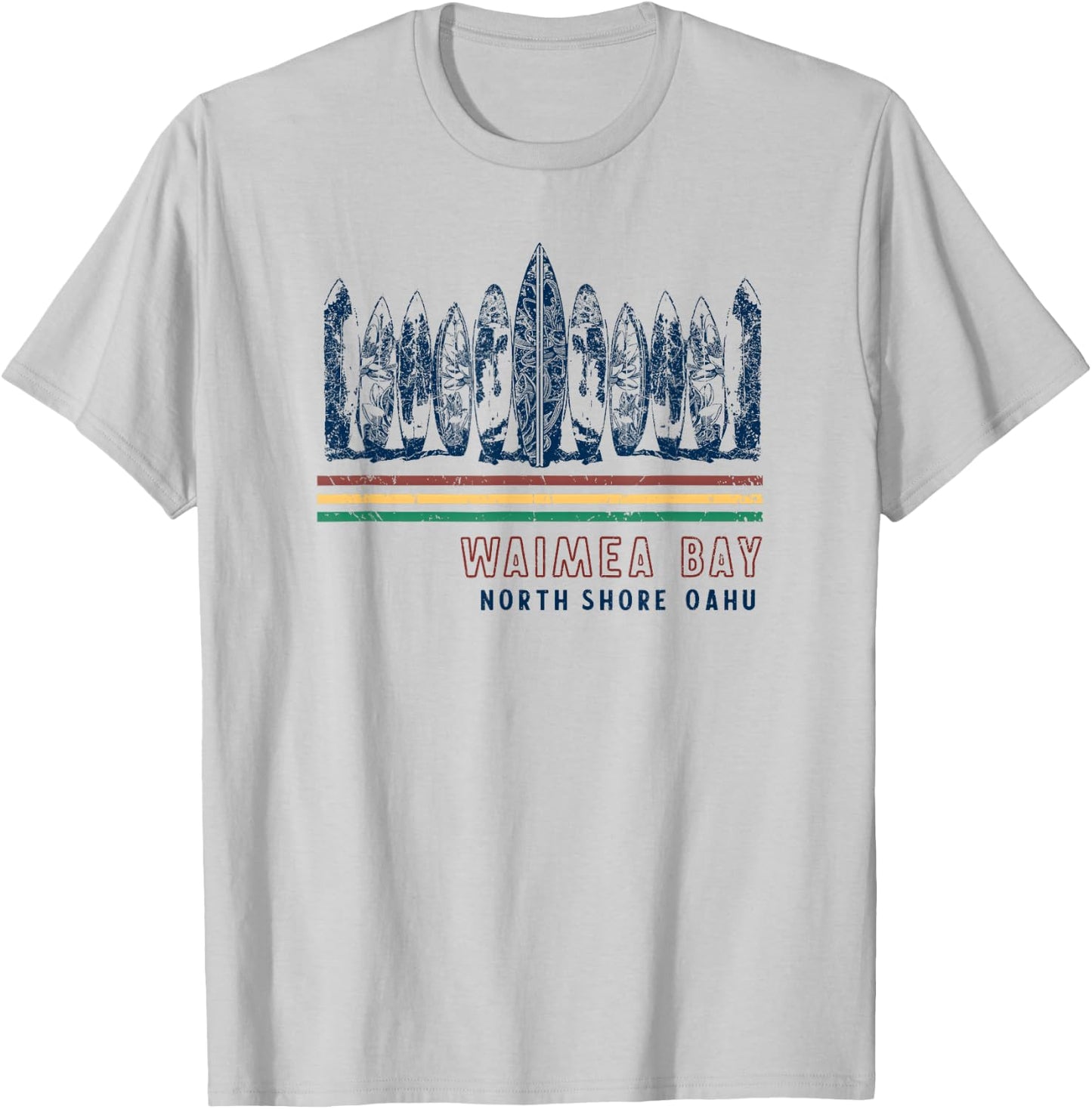 Hawaii North Shore Oahu Waimea Bay Retro Surfing T-Shirt - T-Shirt | Ash