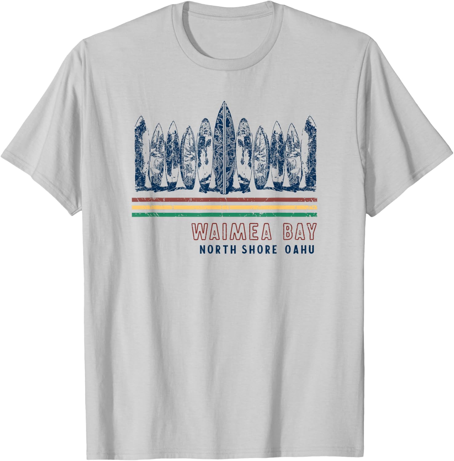 Hawaii North Shore Oahu Waimea Bay Retro Surfing T-Shirt - T-Shirt | Ash