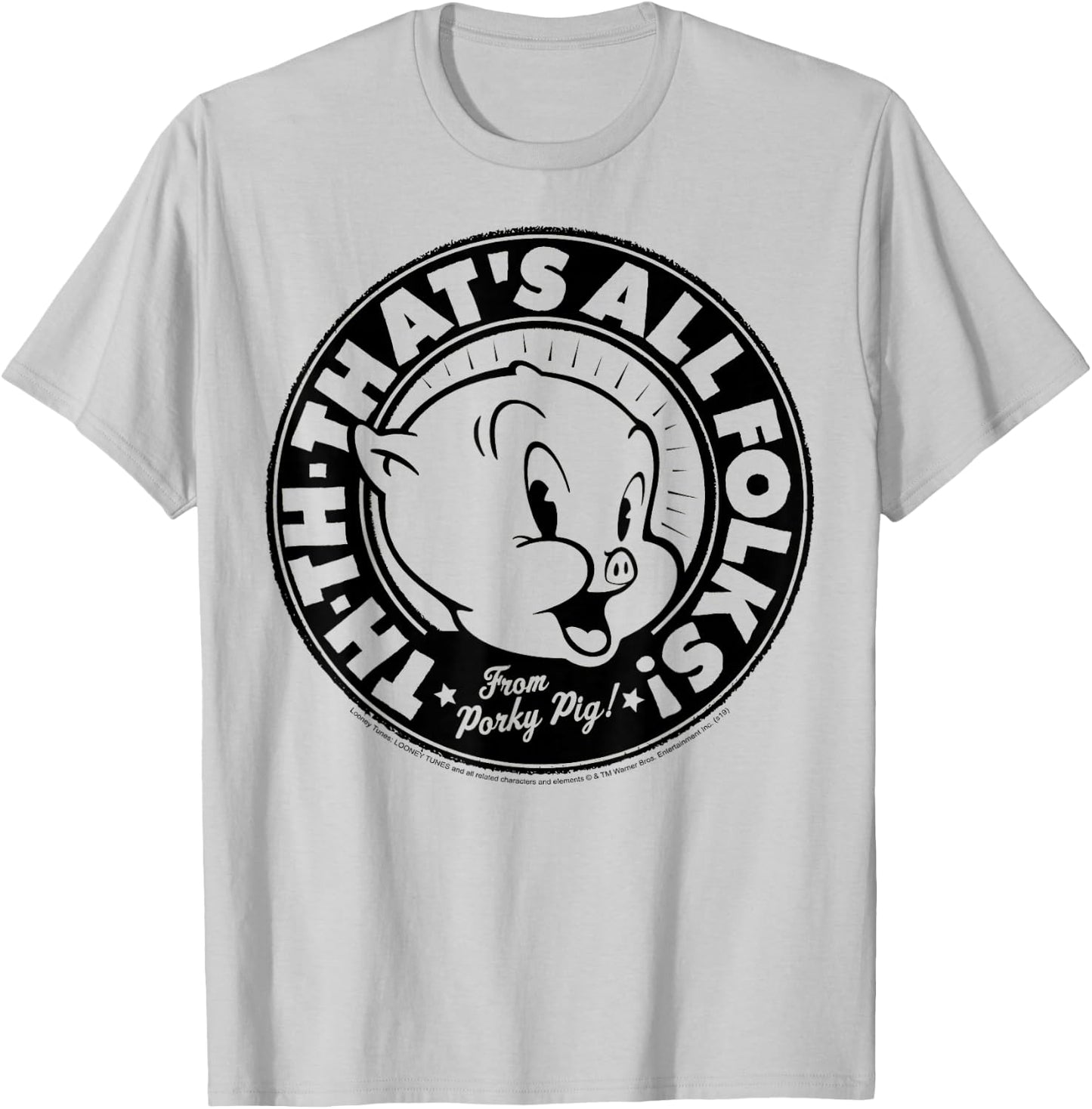 Looney Tunes Porky Pig Th-Th-That's All Folks T-Shirt - T-Shirt | Ash