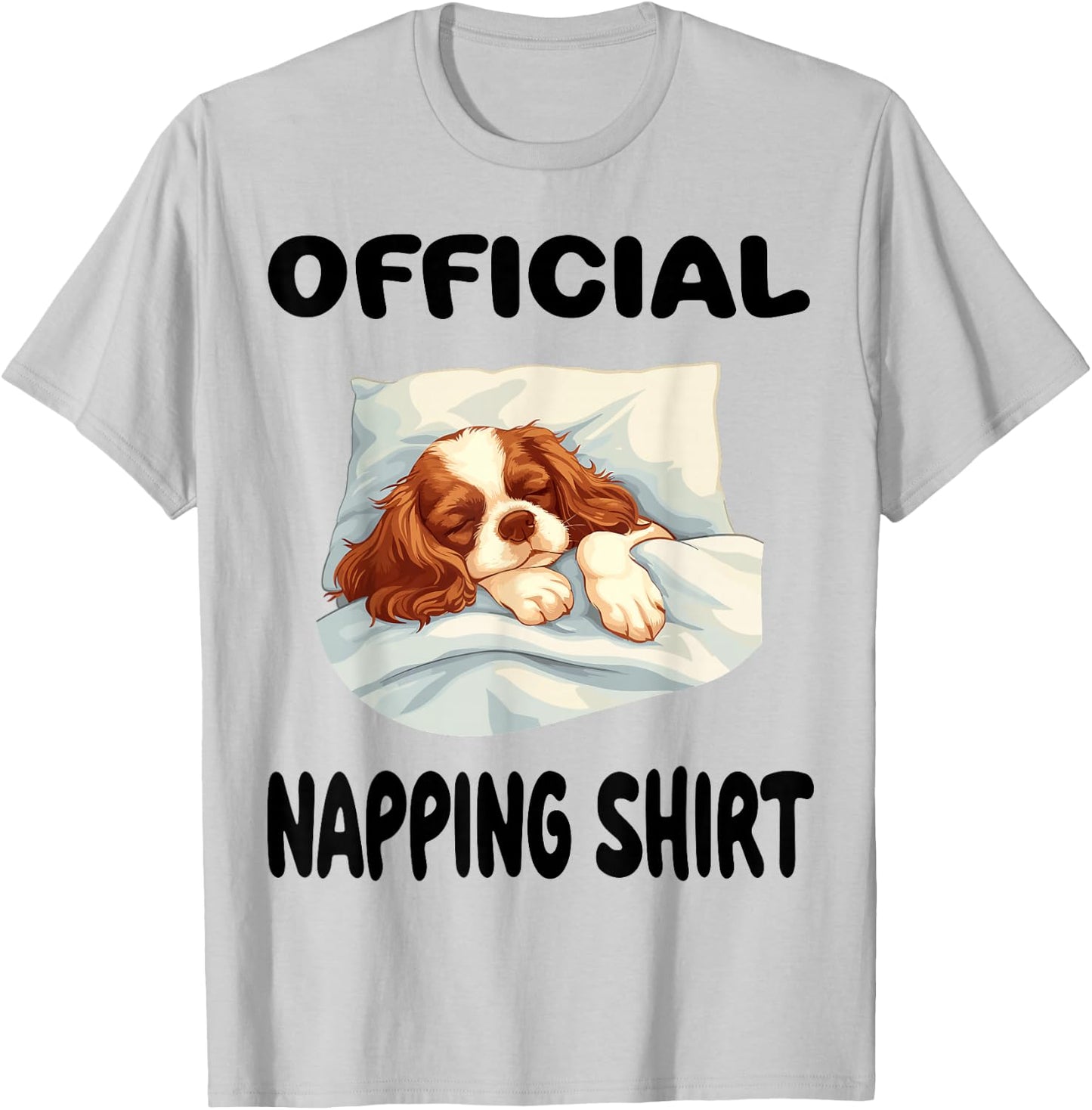 Cavalier King Charles Spaniel Dog Pajamas Official Napping T-Shirt - T-Shirt | Ash