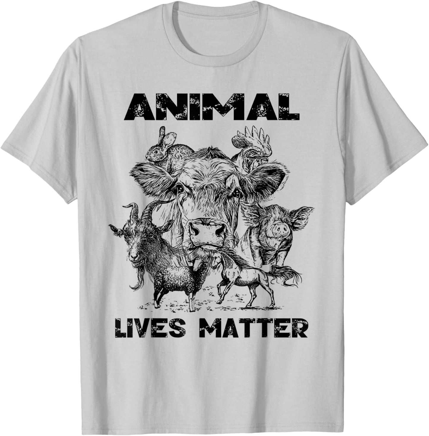 Animal Lives Matter Vegan Gift T-Shirt - T-Shirt | Ash