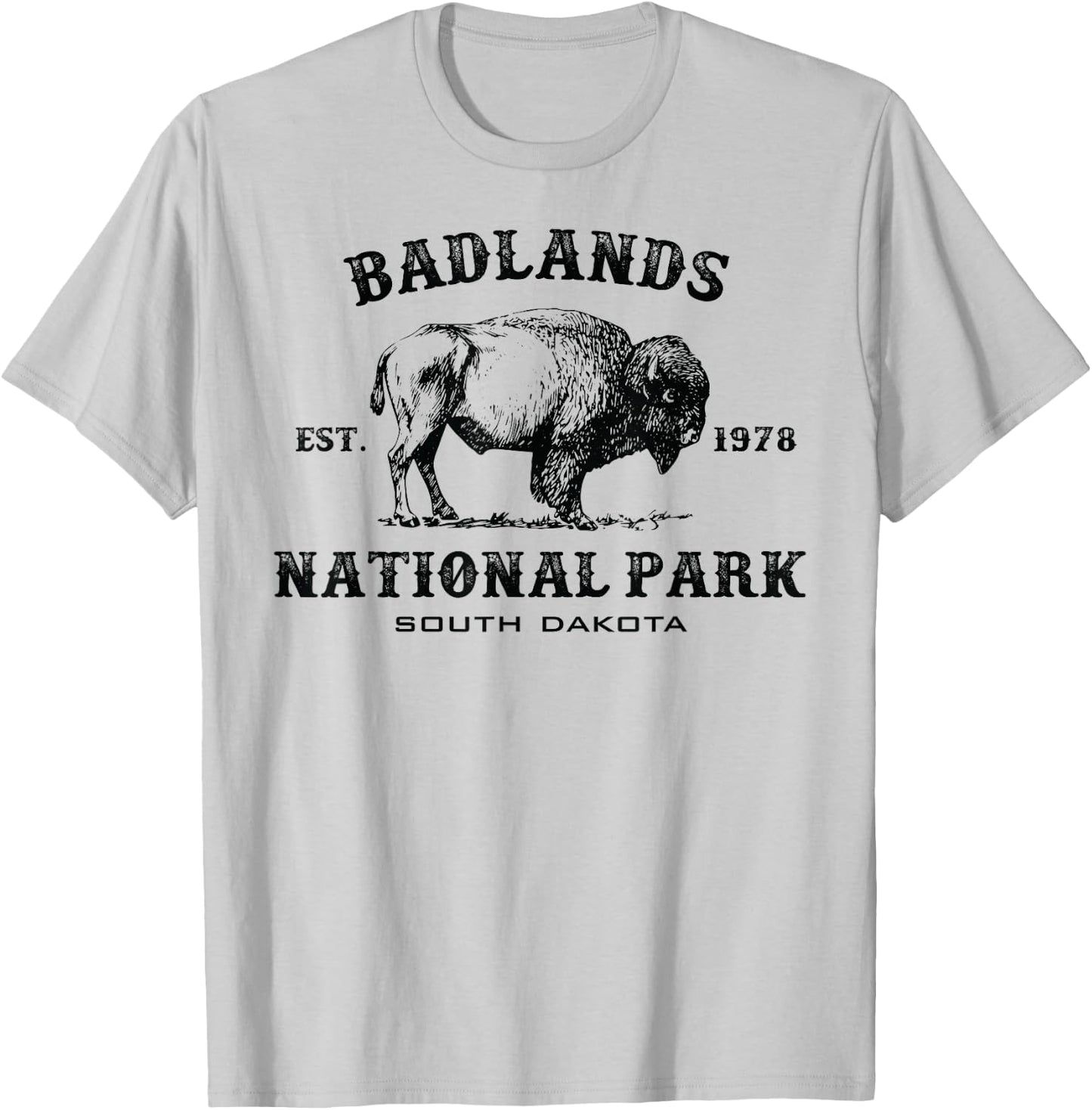 Badlands National Park South Dakota American Bison Souvenir T-Shirt - T-Shirt | Ash