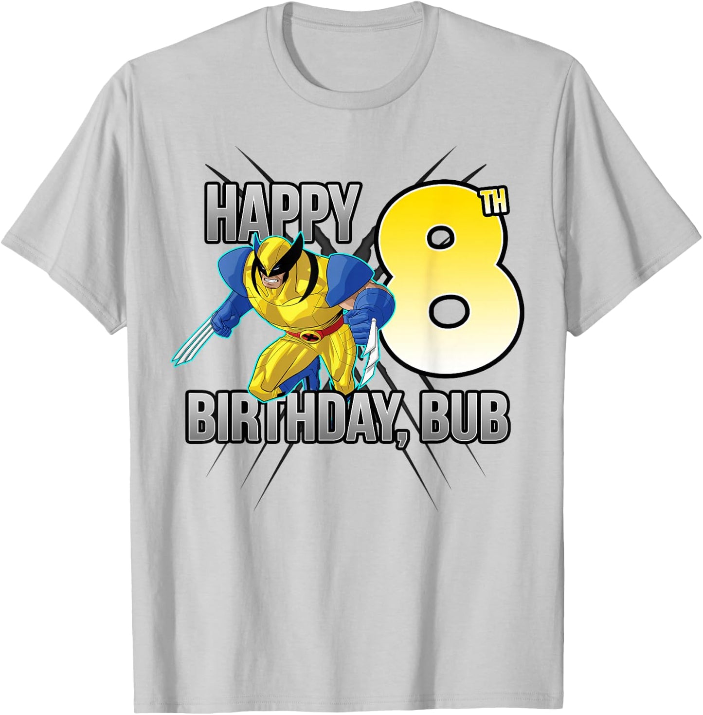 Marvel X-Men Wolverine Happy 8th Birthday Bub T-Shirt - T-Shirt | Ash