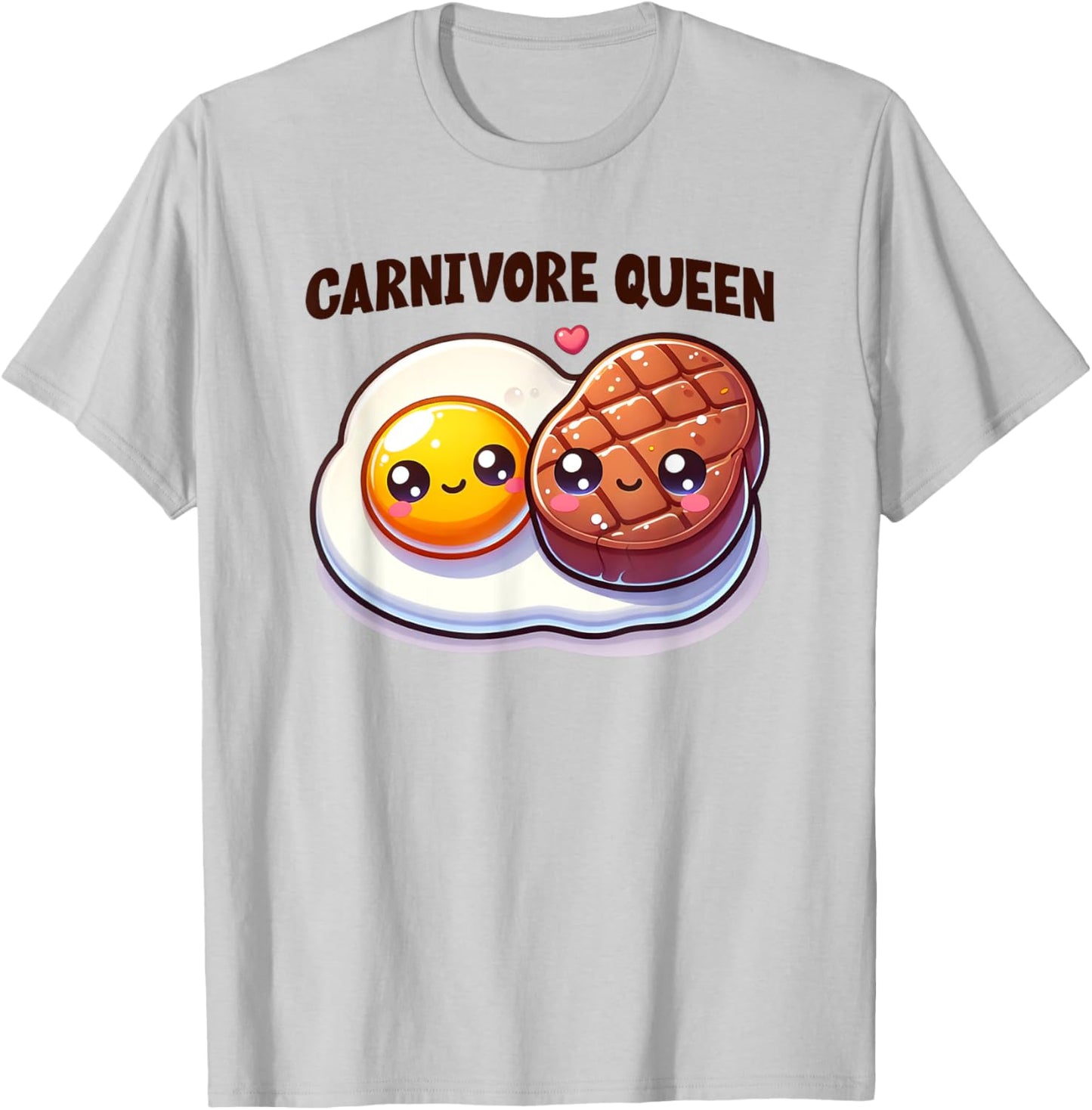 Carnivore Queen Keto Diet Cute Steak Egg Gym Fitness Workout T-Shirt - T-Shirt | Ash
