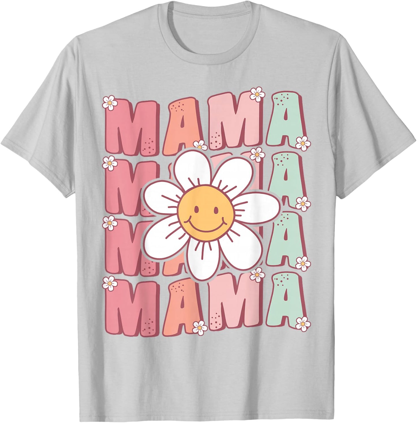 Cute Groovy Mama Matching Family Birthday Party Daisy Flower T-Shirt - T-Shirt | Ash