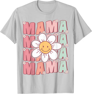 Cute Groovy Mama Matching Family Birthday Party Daisy Flower T-Shirt - T-Shirt | Ash
