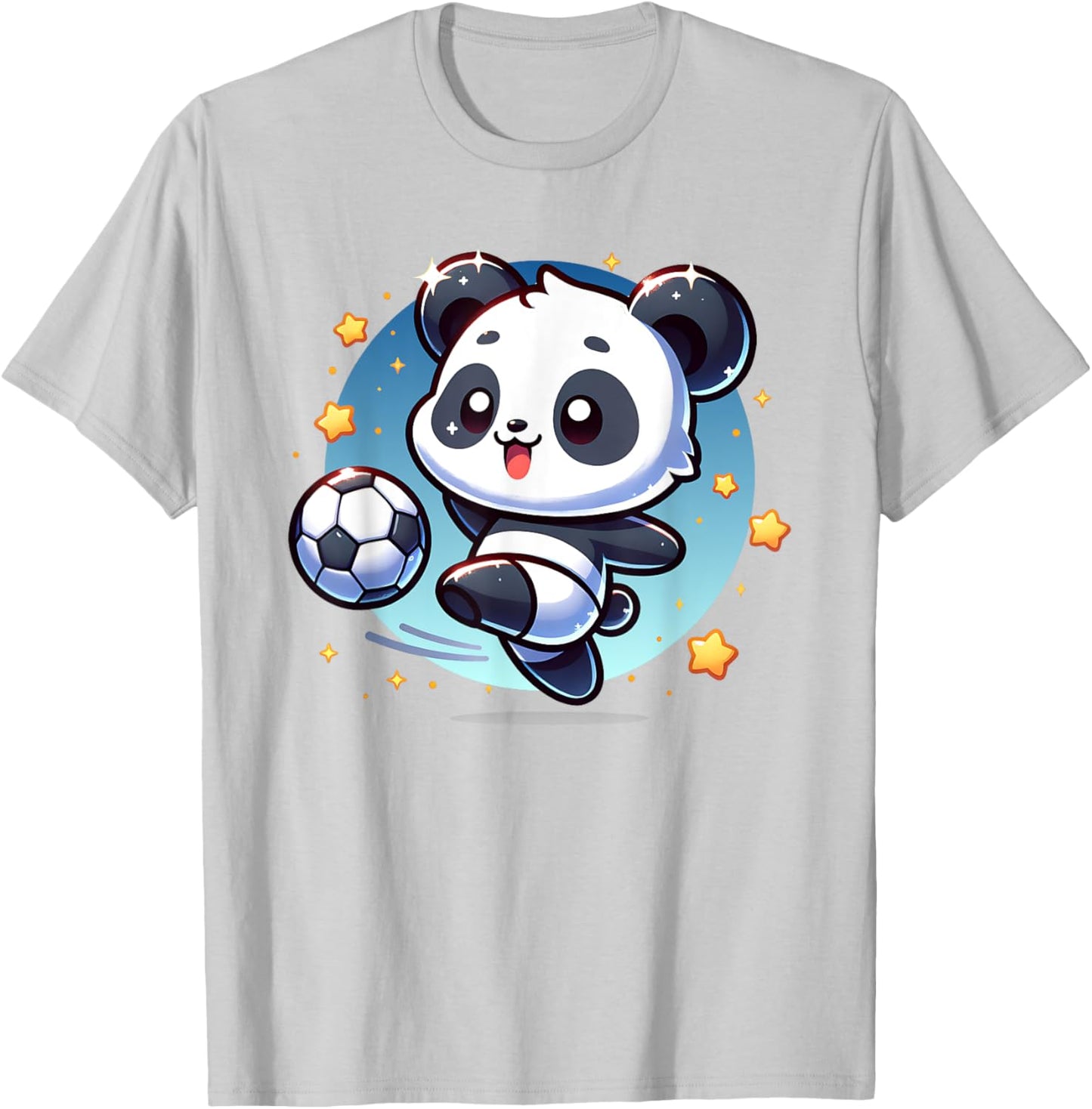 Panda Soccer Player Kicking Soccer Ball Cute Girls Graphic T-Shirt - T-Shirt | Ash
