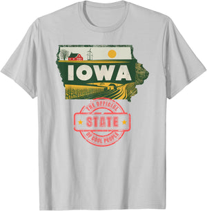 Iowa Map The Official State Of Cool People Local Roots T-Shirt - T-Shirt | Ash