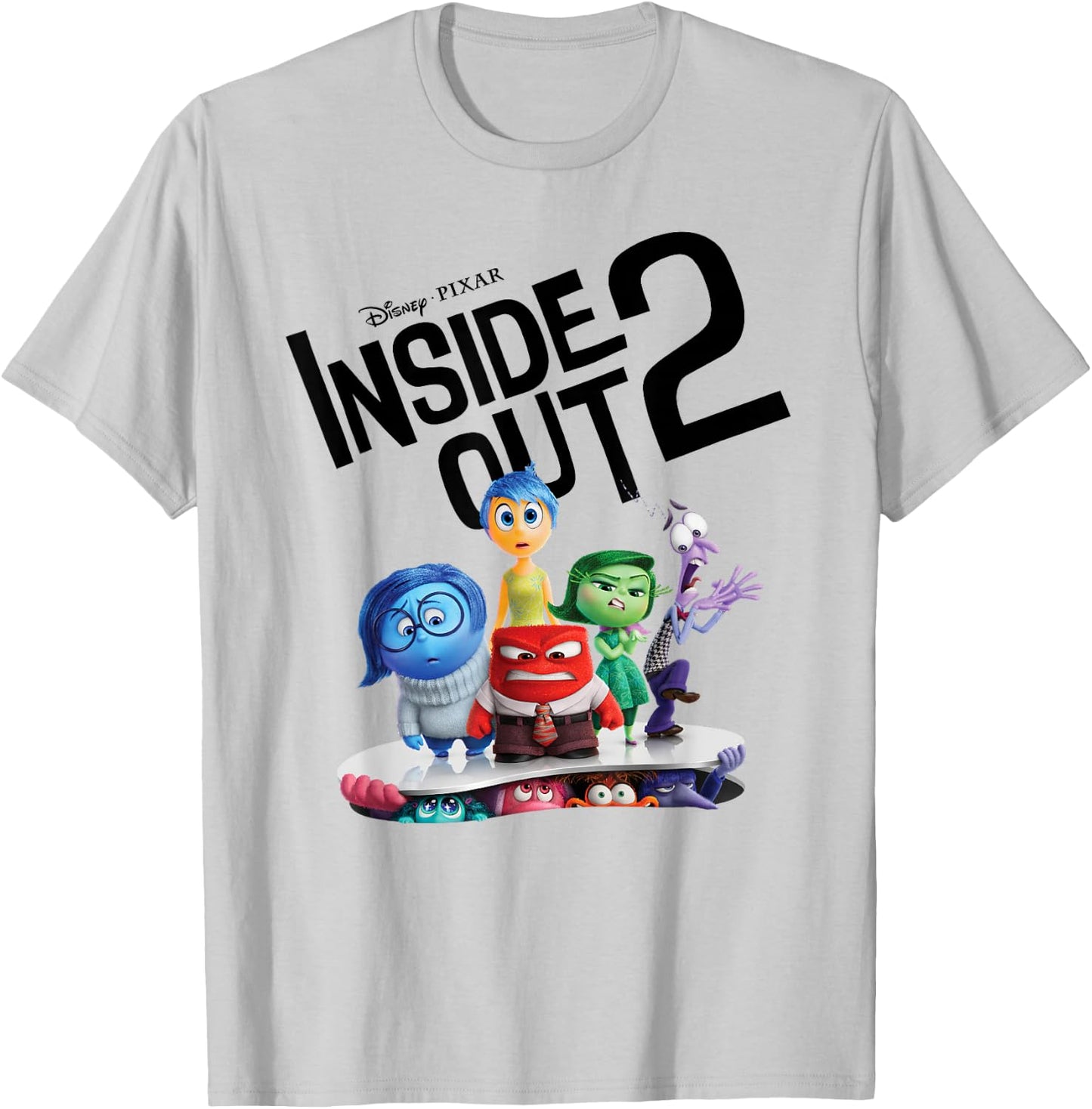 Disney Pixar Inside Out 2 Emotional Group Title Movie Poster T-Shirt - T-Shirt | Ash
