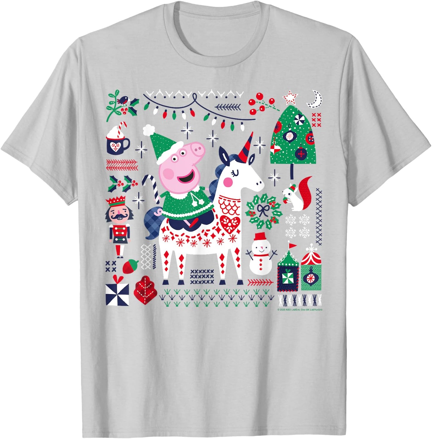 Peppa Pig Christmas Horse T-Shirt - T-Shirt | Ash
