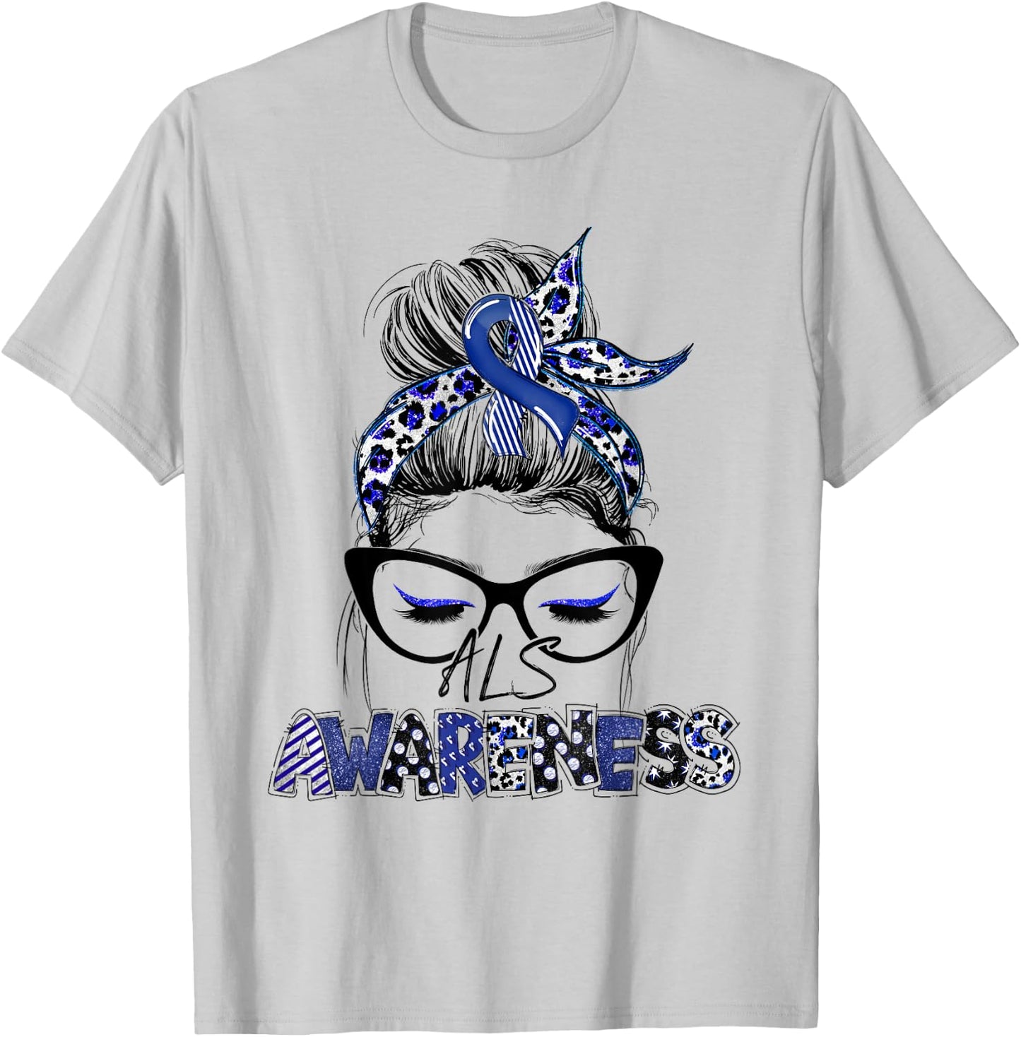 Classy Leopard Pattern ALS Awareness T-Shirt - T-Shirt | Ash