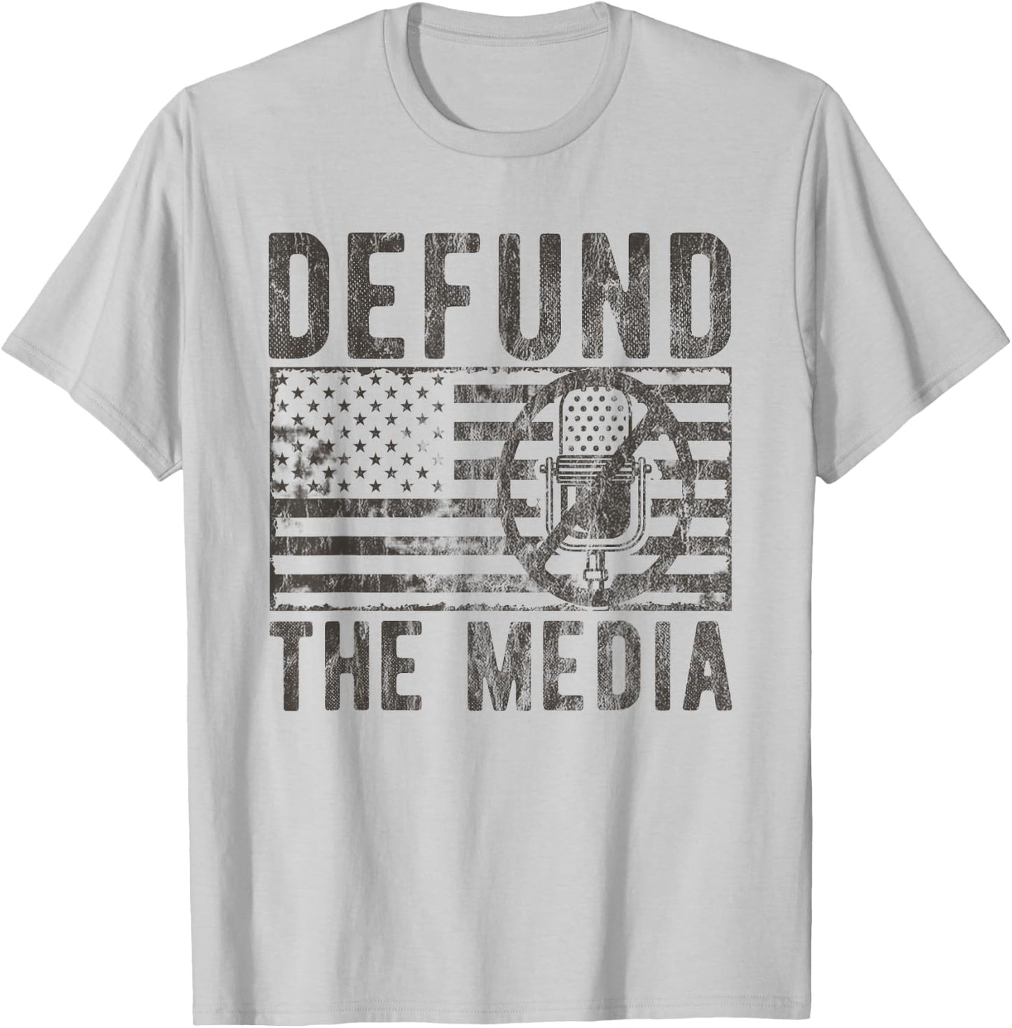 Anti Fake News Political Protest Distressed Defund The Media T-Shirt - T-Shirt | Ash