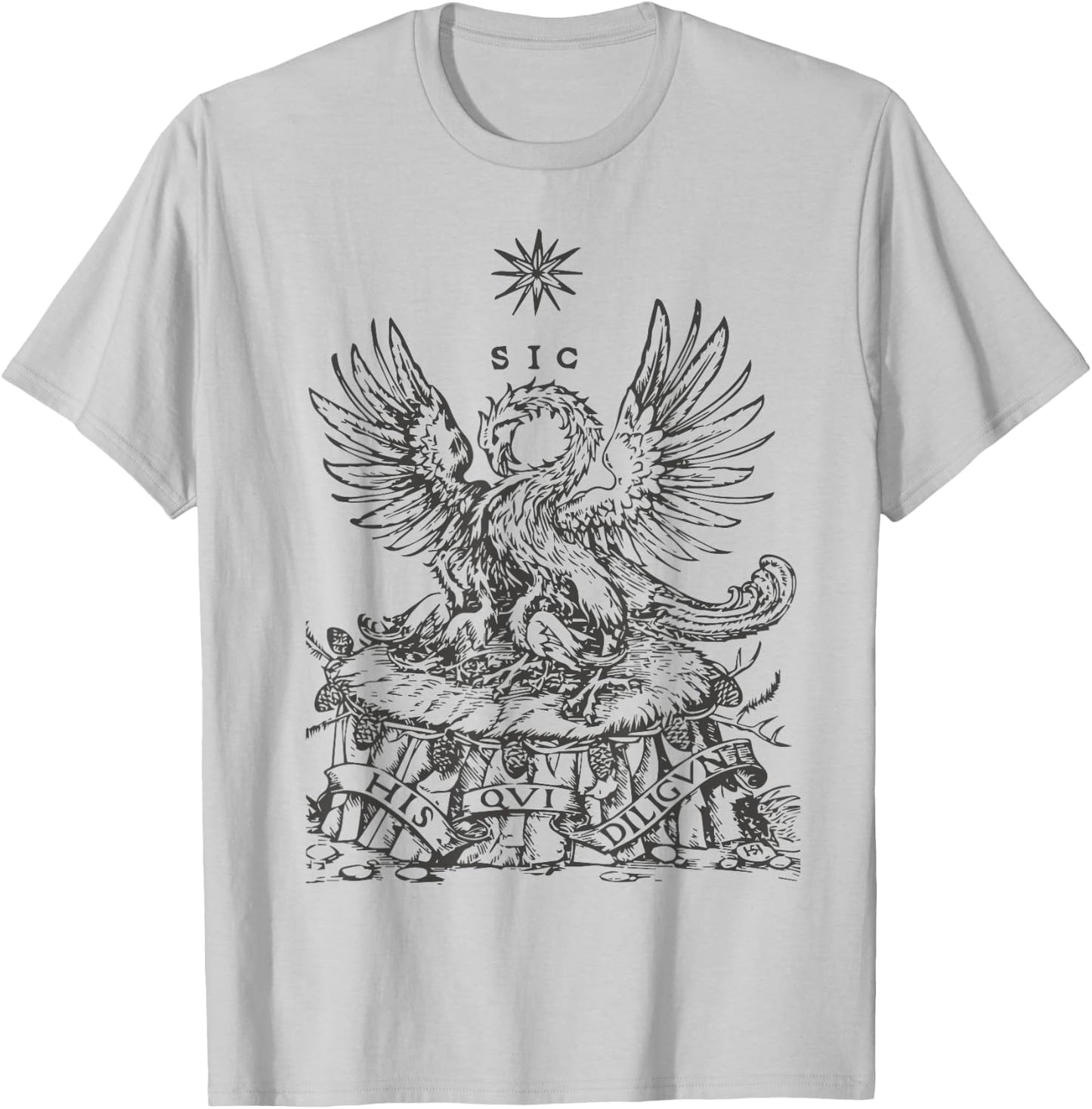 Pelican Traditional Latin Mass Catholic Symbols Woodcut T-Shirt - T-Shirt | Ash