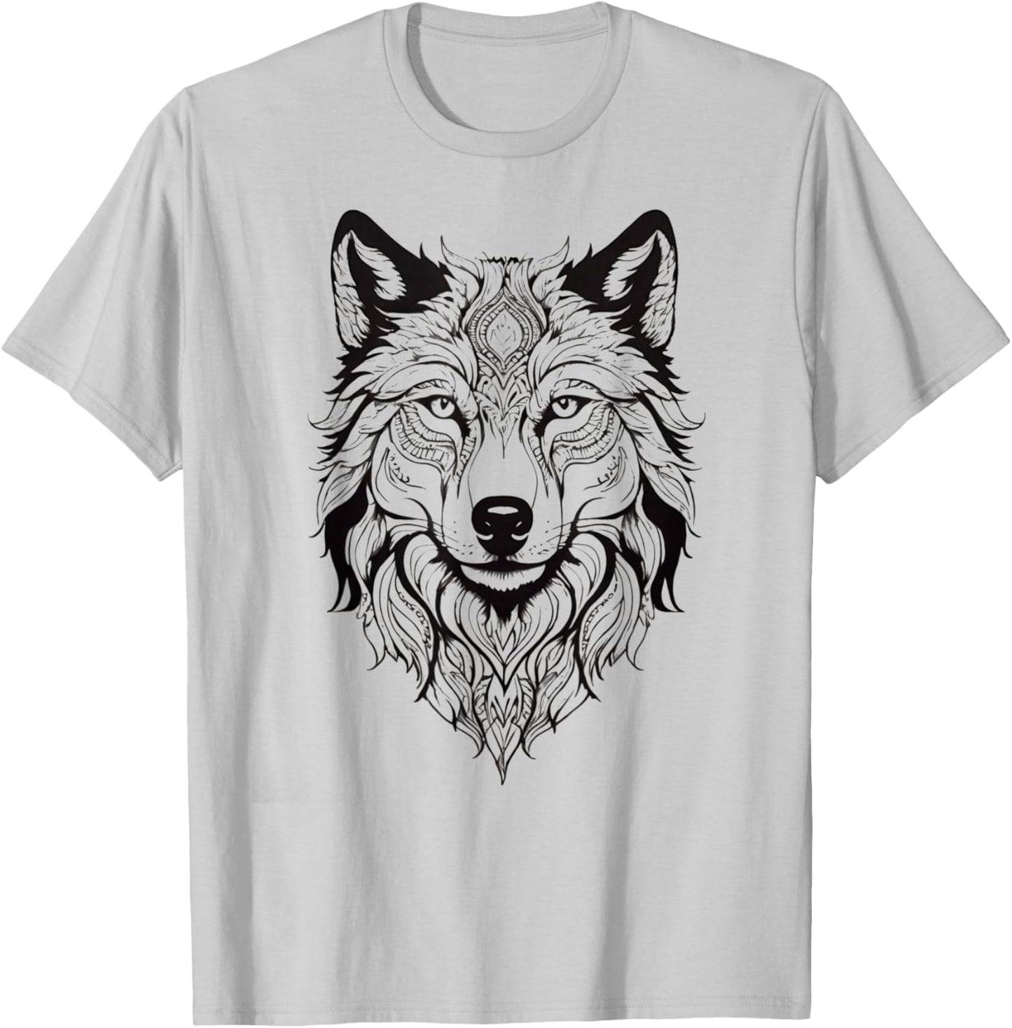 Floral Wolf Vintage Flowers Wolf Face for Wolves Lover T-Shirt - T-Shirt | Ash