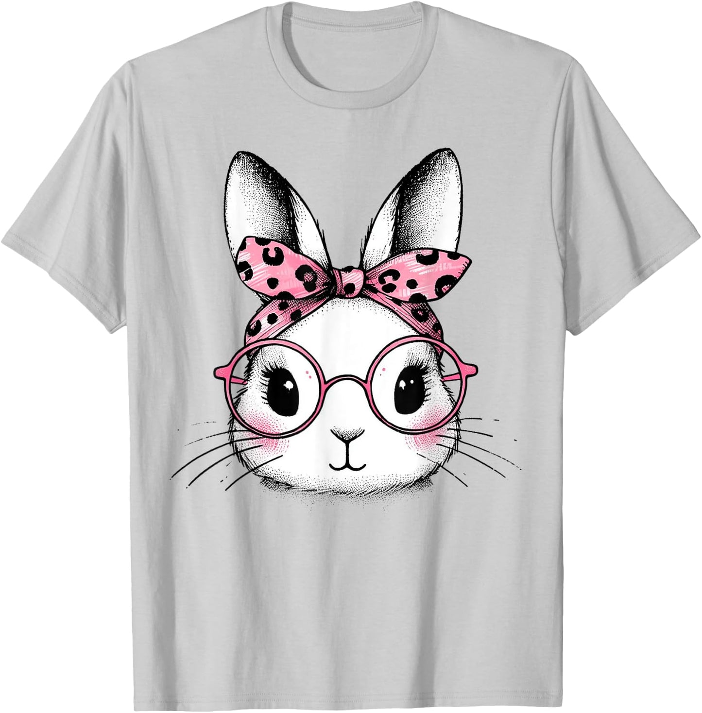 Bunny Easter Day Pink Bandana Glasses Rabbit Women Girl Kid T-Shirt - T-Shirt | Ash