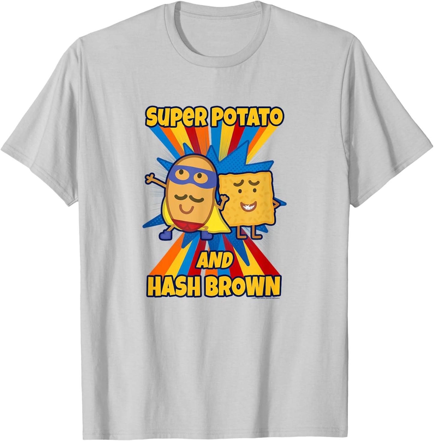 Peppa Pig Visits America Super Potato And Hash Brown T-Shirt - T-Shirt | Ash