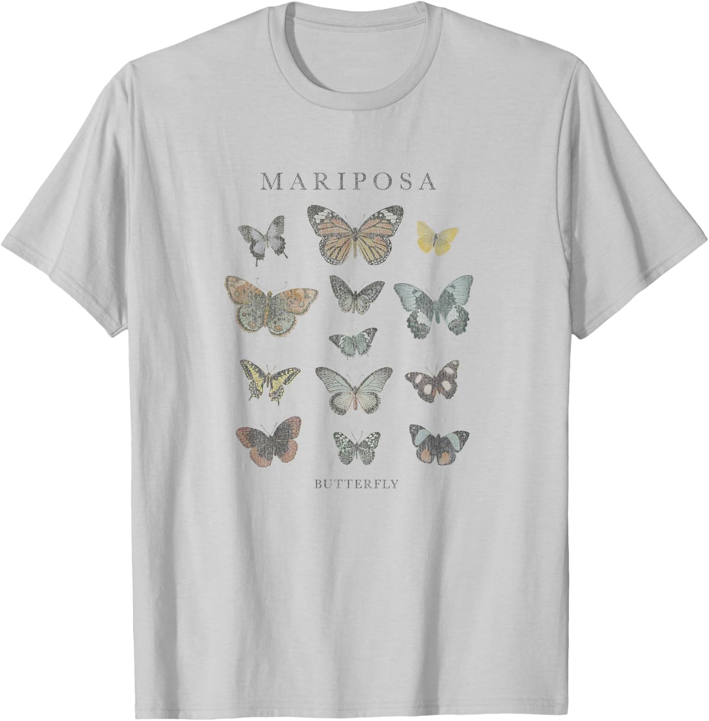 Fifth Sun Mariposa Butterfly Portrait Grid T-Shirt - T-Shirt | Ash