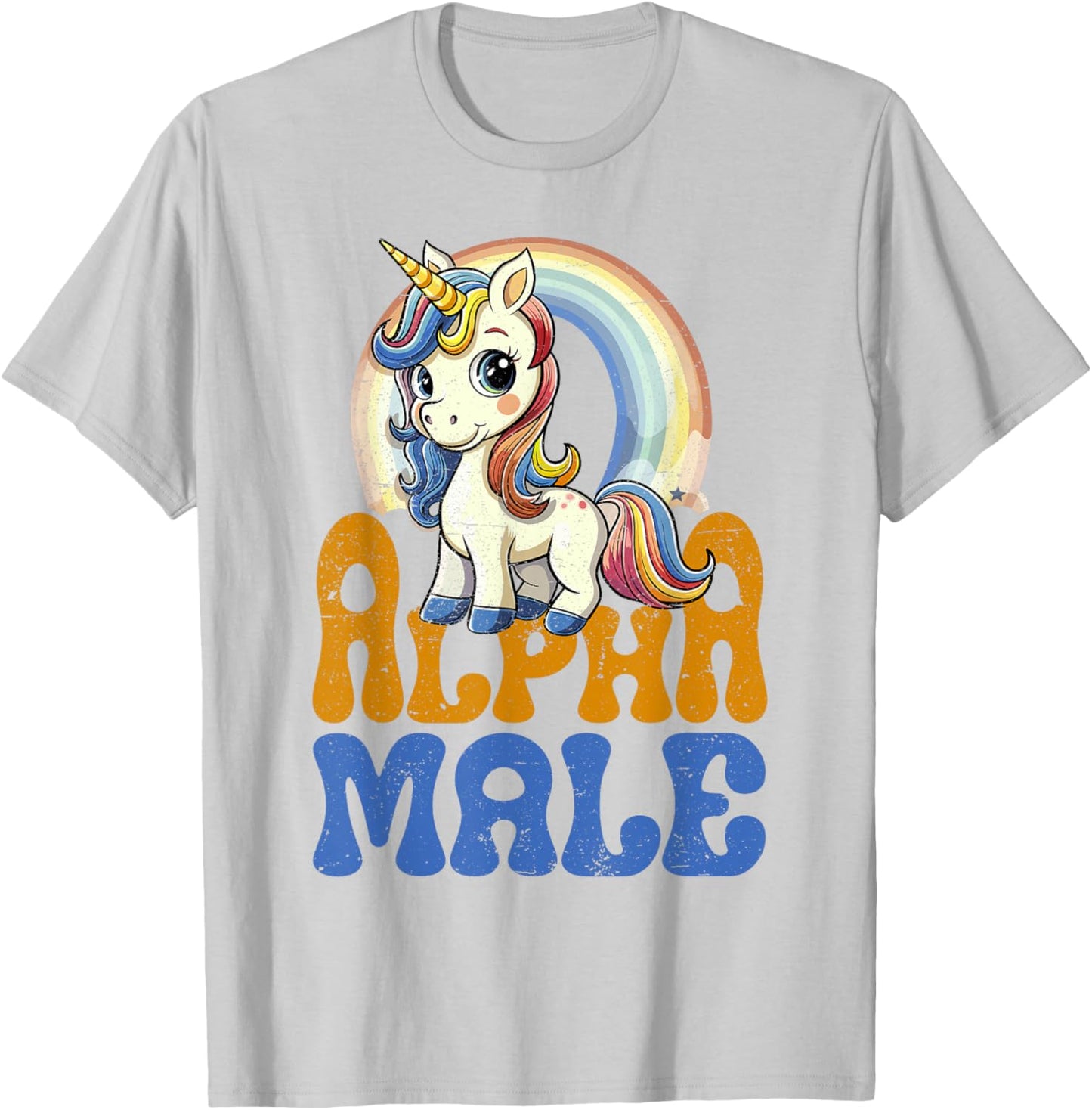 Alpha Male Unicorn Funny Sarcastic Ironic Weird Y2K Humor T-Shirt - T-Shirt | Ash