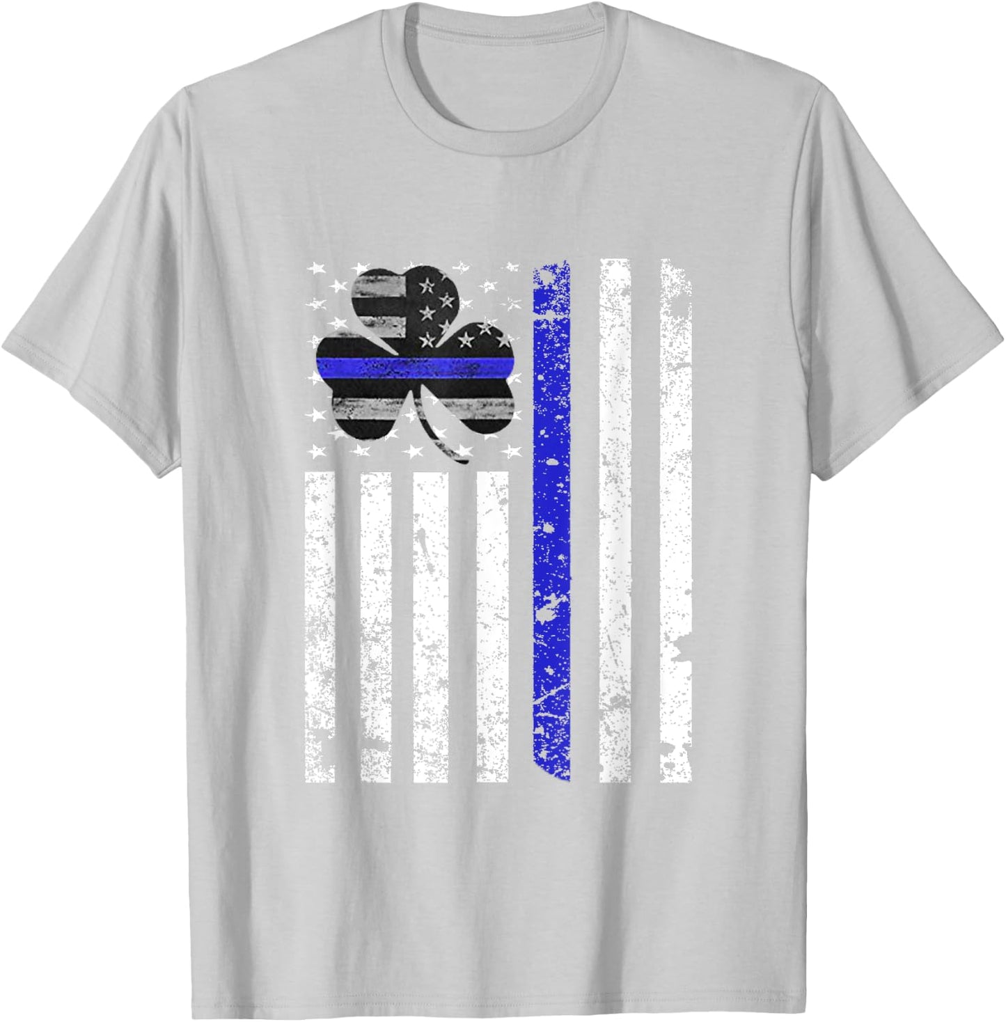 Thin Blue Line Irish Shamrock Police St Patricks Day T-Shirt - T-Shirt | Ash