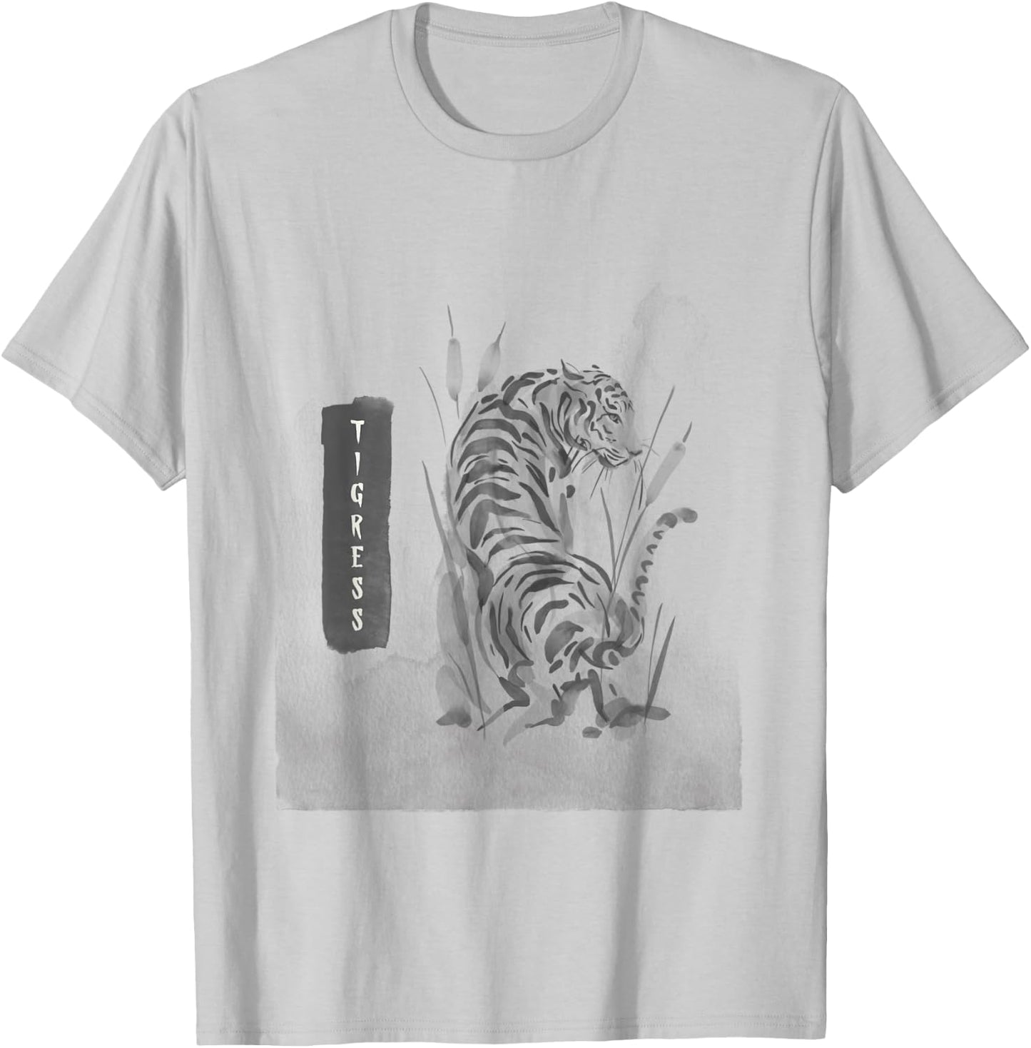Women Tiger Graphic Summer Top Asian Inspired Tigress Gift T-Shirt - T-Shirt | Ash
