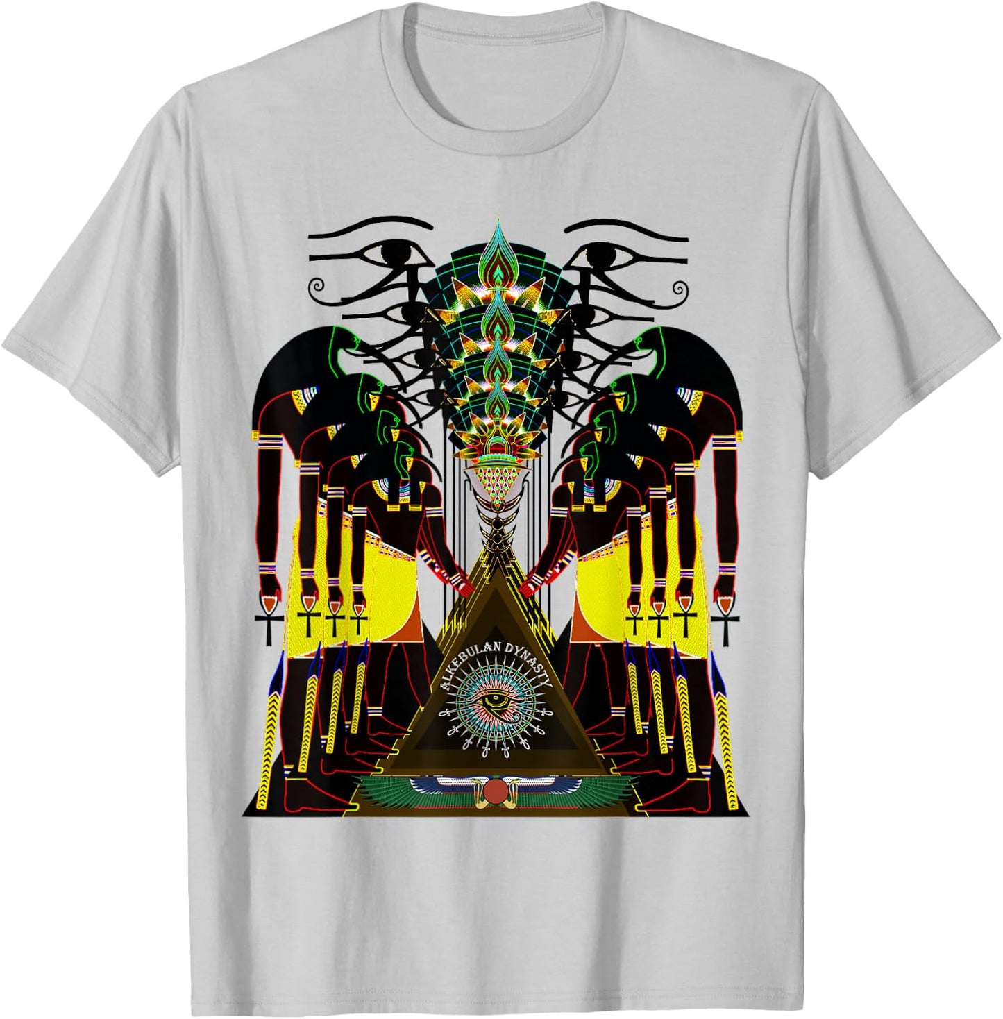 Psychedelic Fractal Ancient Egyptian God Thoth Tehuti T-Shirt - T-Shirt | Ash